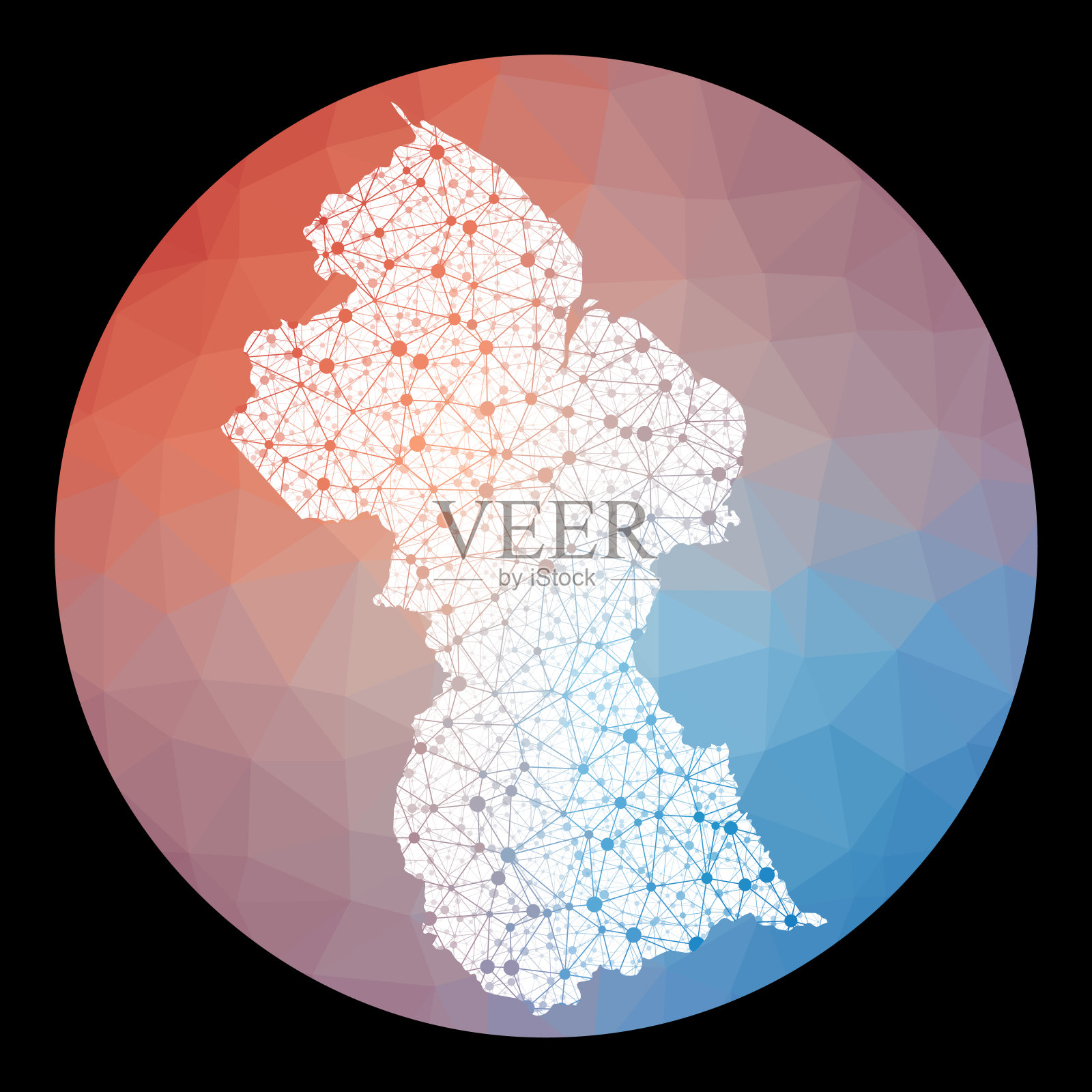 圭亚那矢量网络地图。插画图片素材