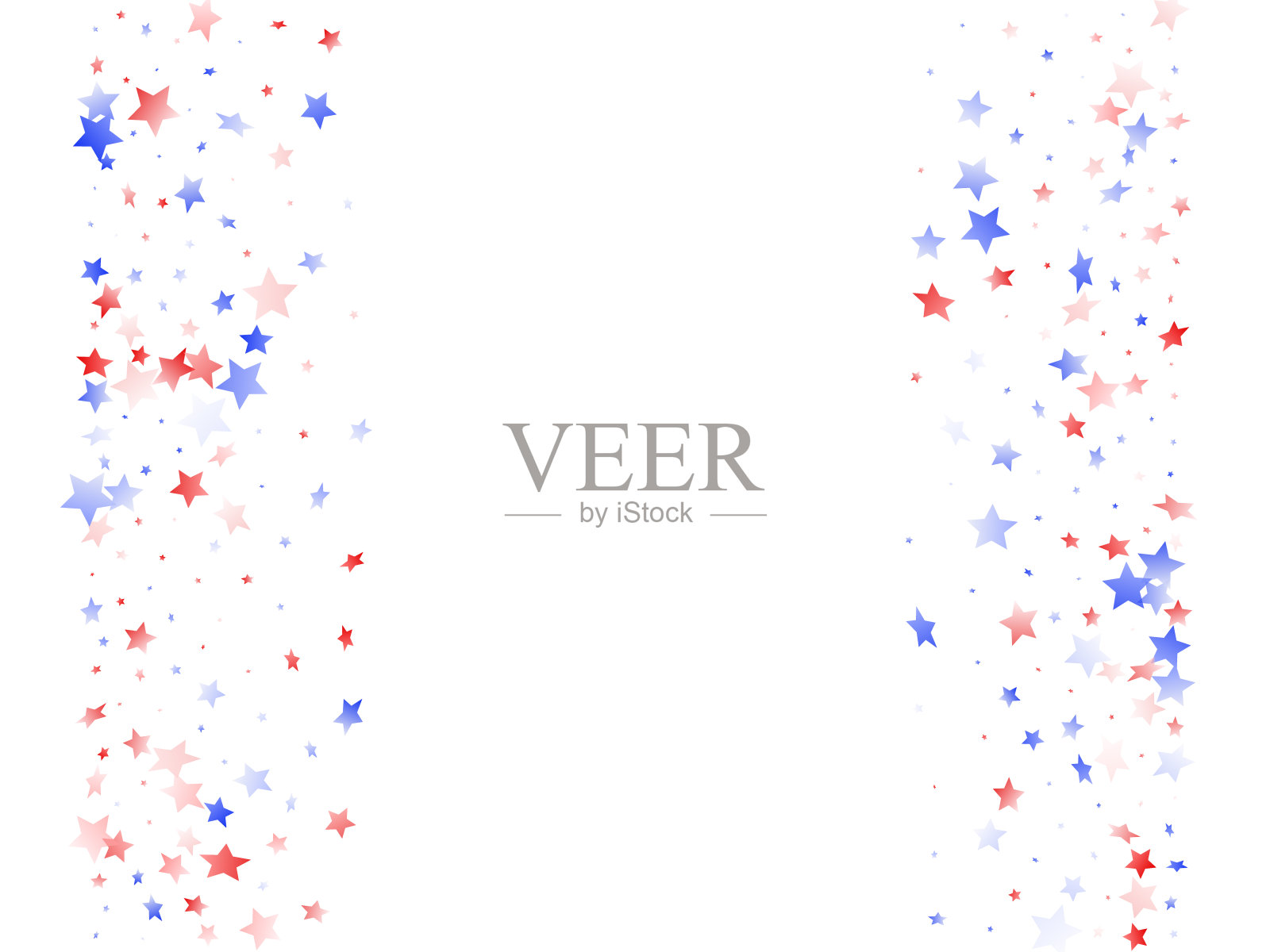 飞行红蓝白星闪耀在白色矢量美国背景。插画图片素材