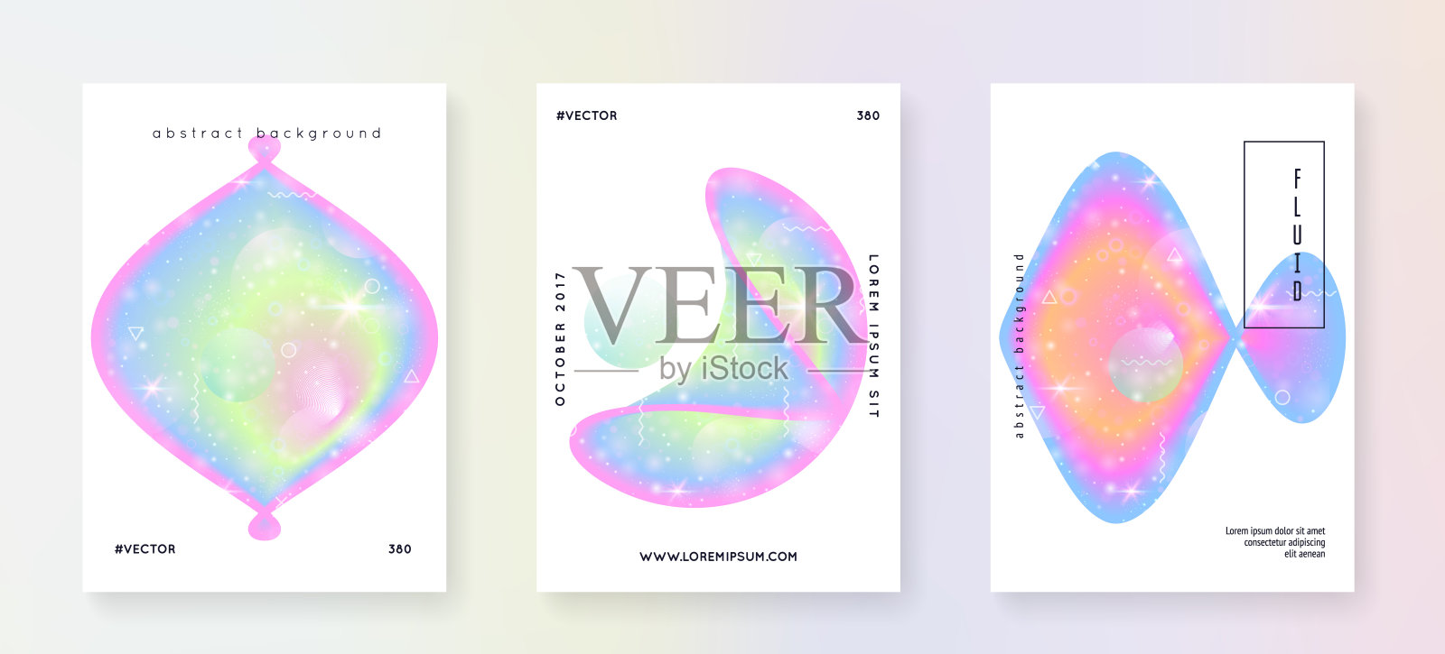 全息背景。公主梯度。卡哇伊的独角兽全息图。设计模板素材