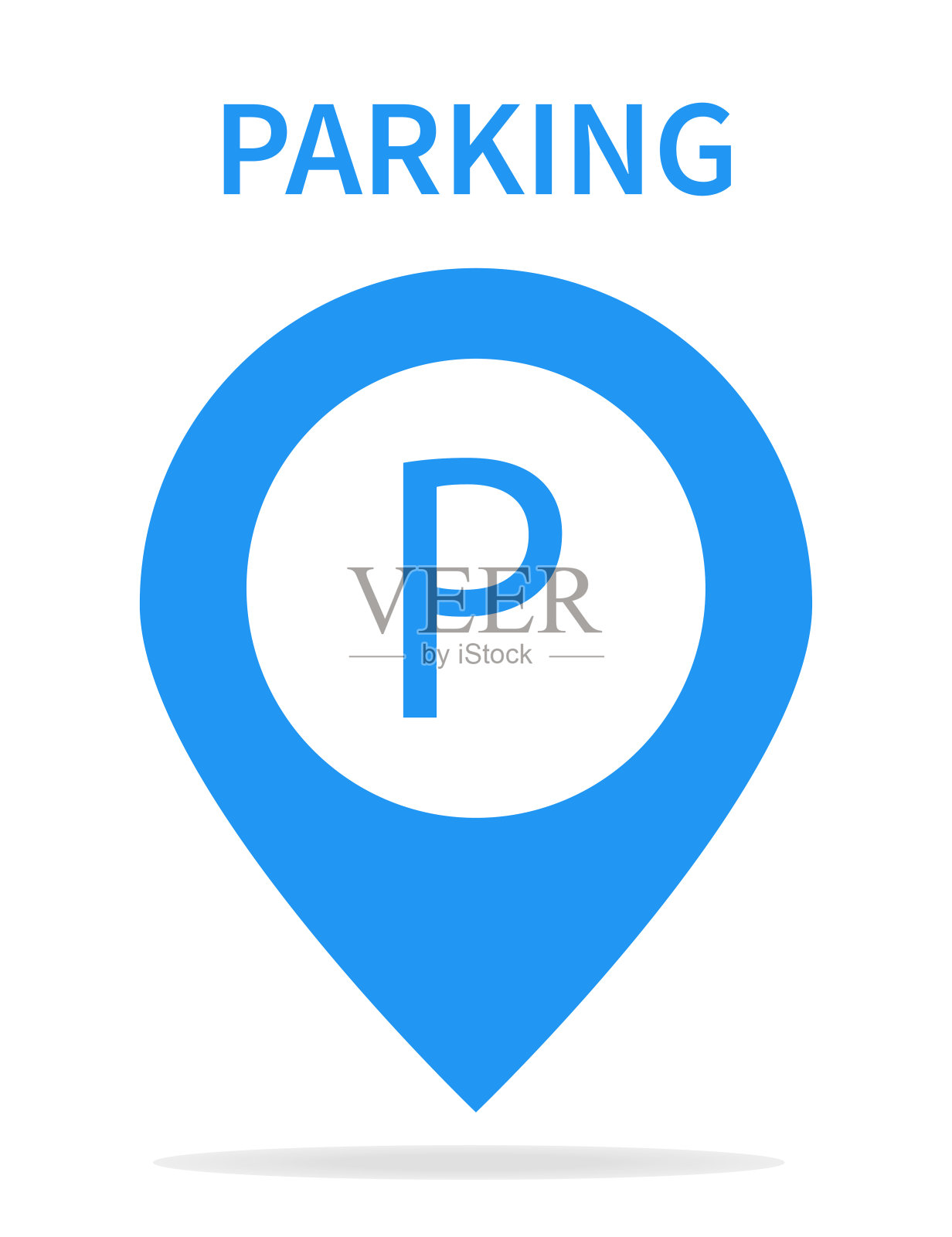 平面地图指针停车。Gps定位。插画图片素材