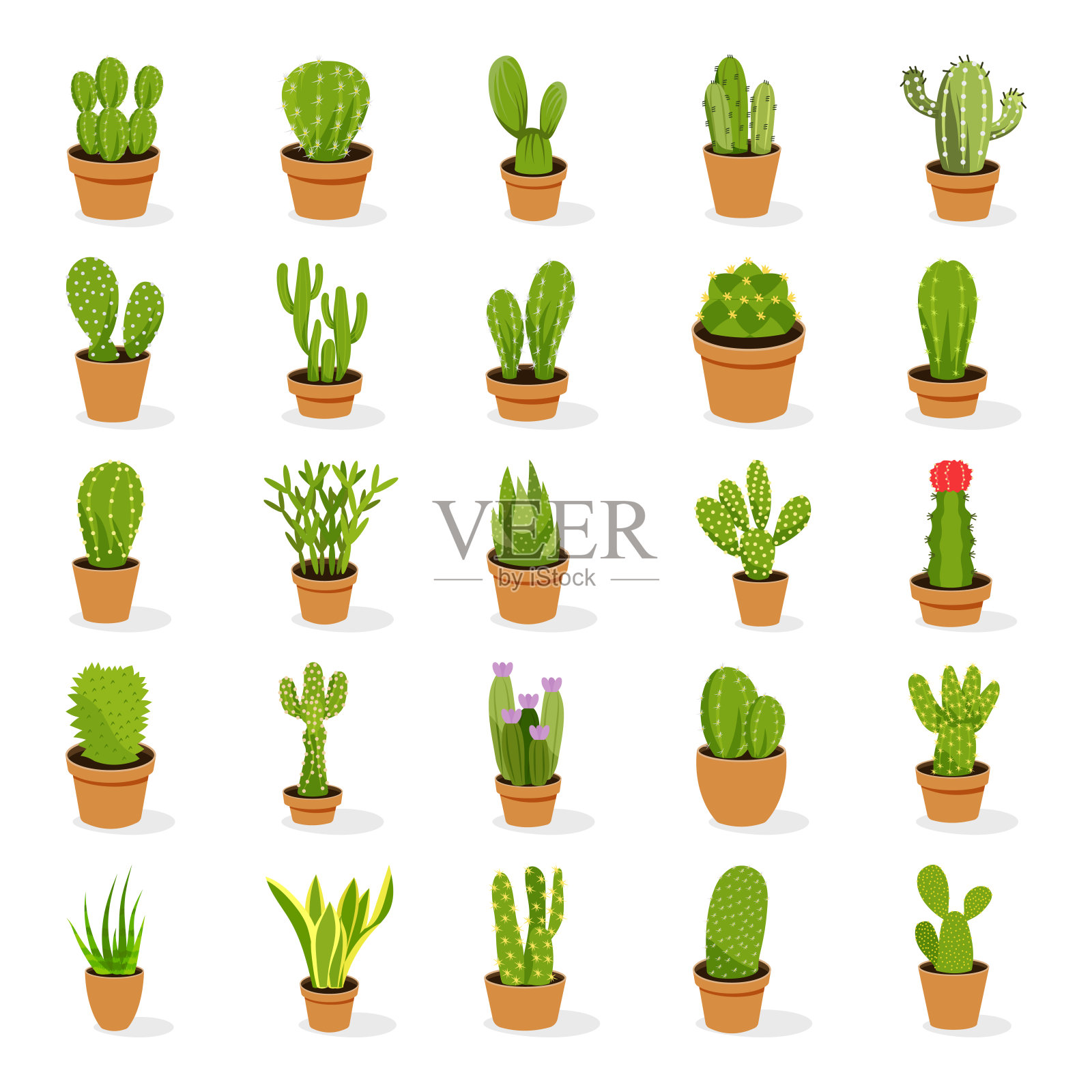 室内盆栽植物平面图标包设计元素图片