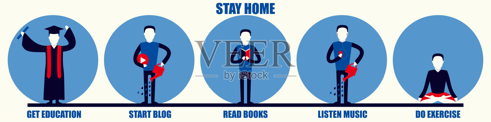 居家隔离活动自我成长载体插画图片素材