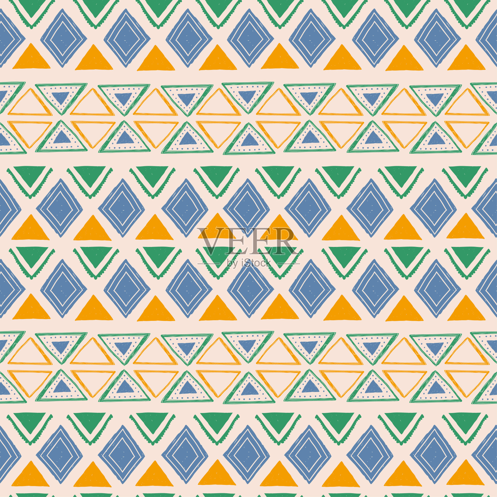 无缝的几何图案。种族和部落主题。手绘纹理饰品。矢量插图准备纺织打印。插画图片素材