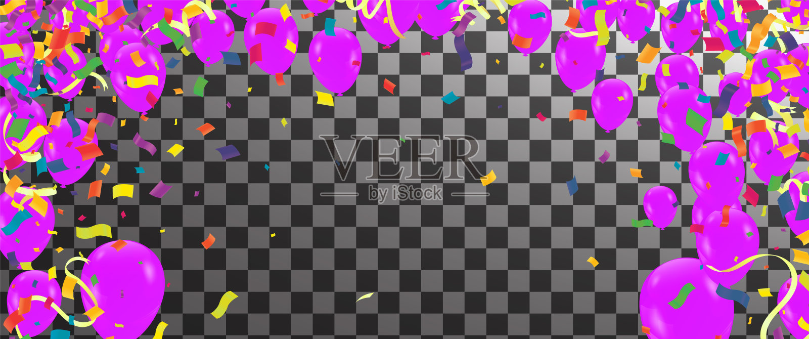 生日快乐彩虹色印刷矢量设计，与气球贺卡和海报插画图片素材