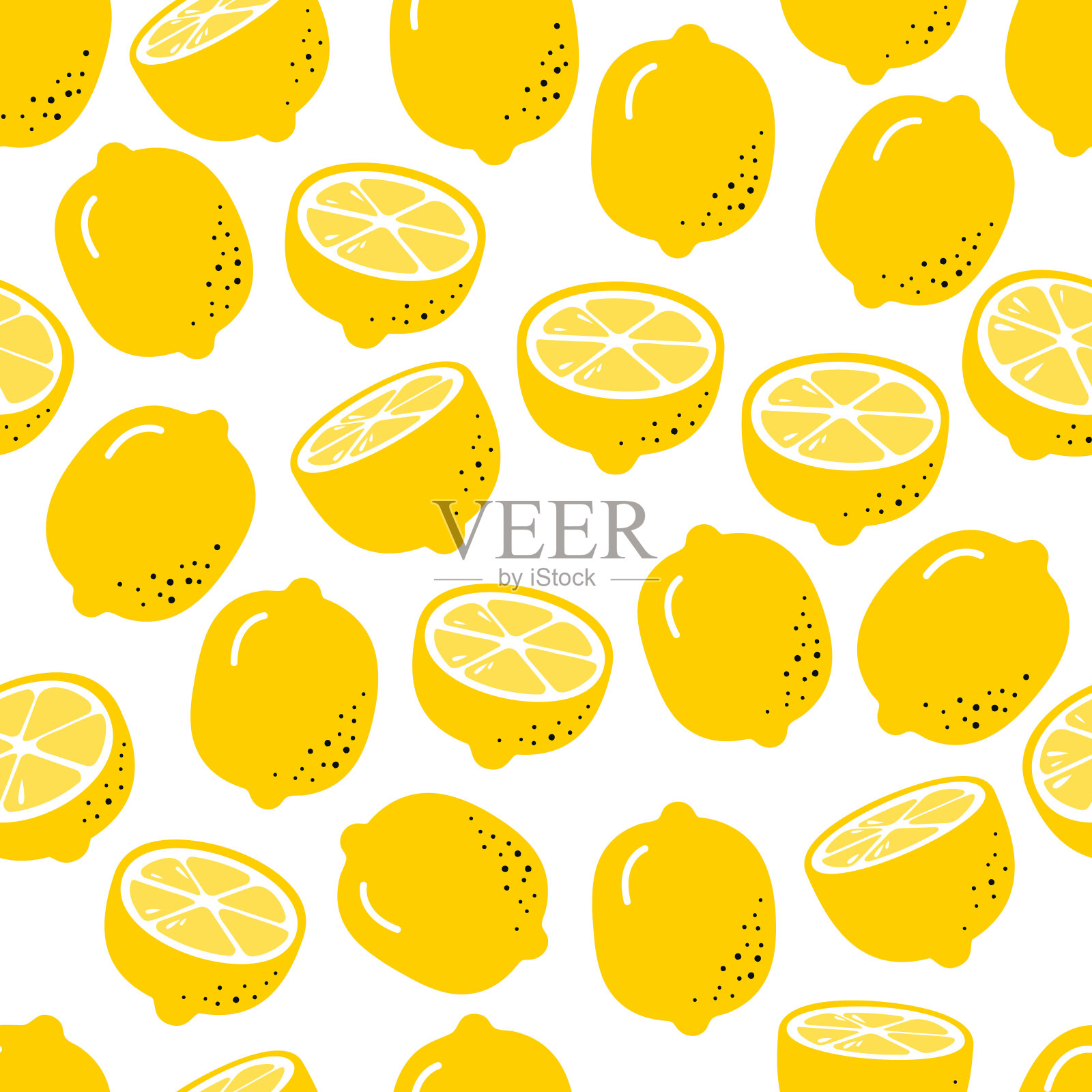 柠檬打印。柠檬黄无缝图案。柑橘类。向量插画图片素材