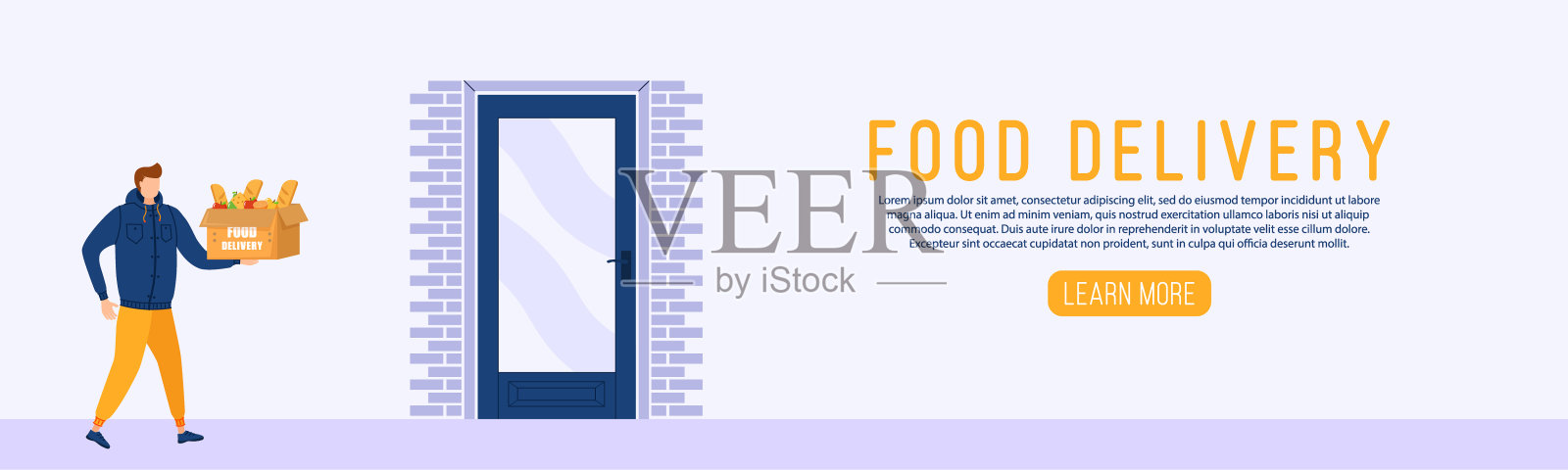 信使传递食物。插画图片素材