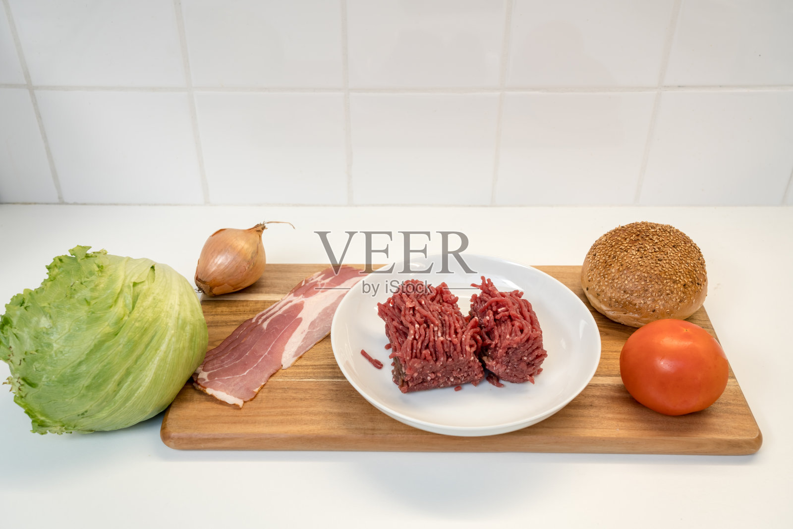 一个成分汉堡照片摄影图片