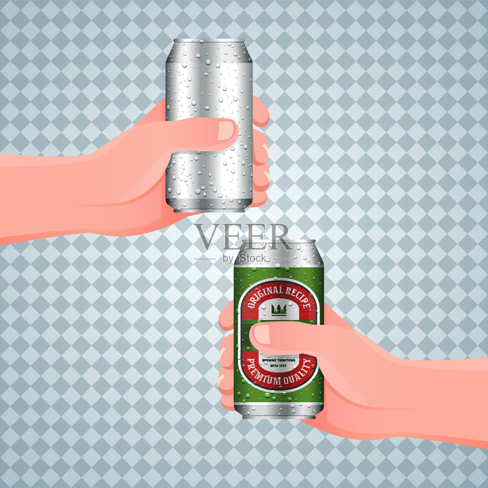 手持一个湿铝罐插画图片素材