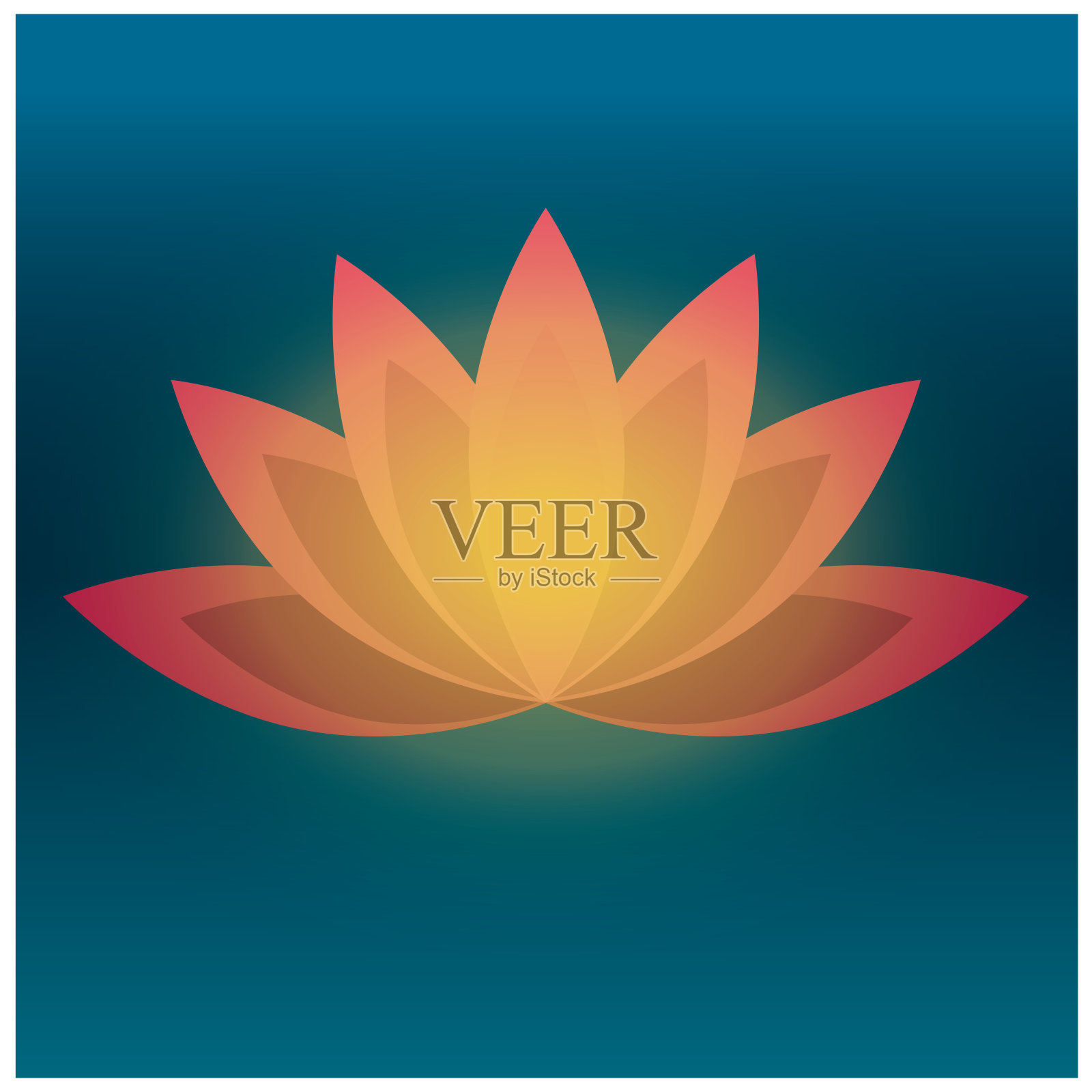 美丽的莲花。Lotus图标。矢量插图孤立在白色背景上。插画图片素材