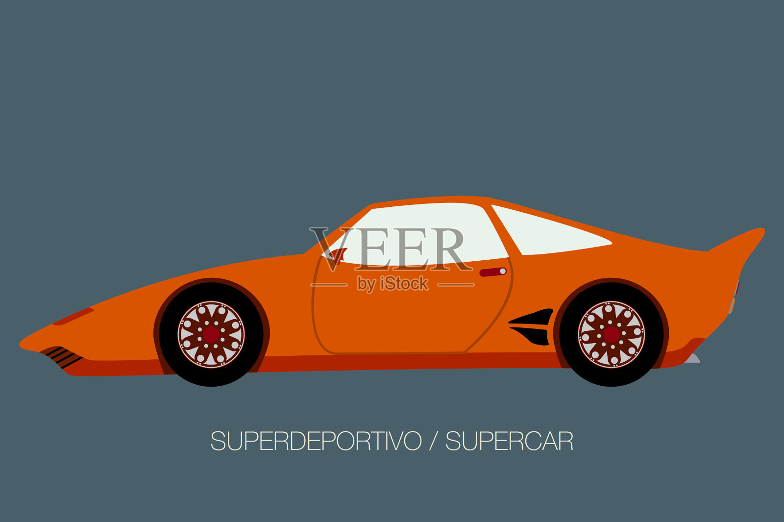 侧视图原型车，侧视图，平面设计风格插画图片素材