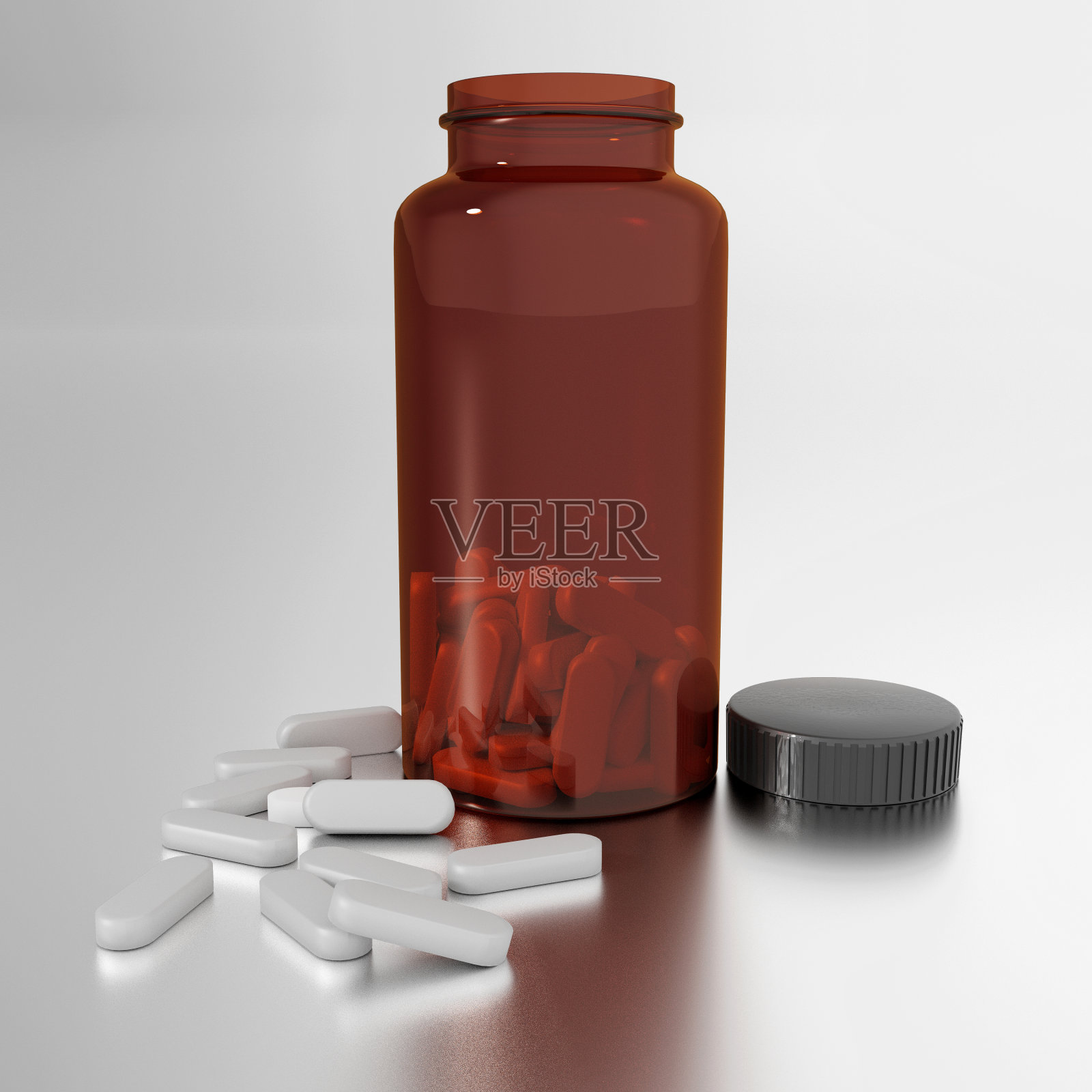 药用容器。包装药物- 3D插图照片摄影图片