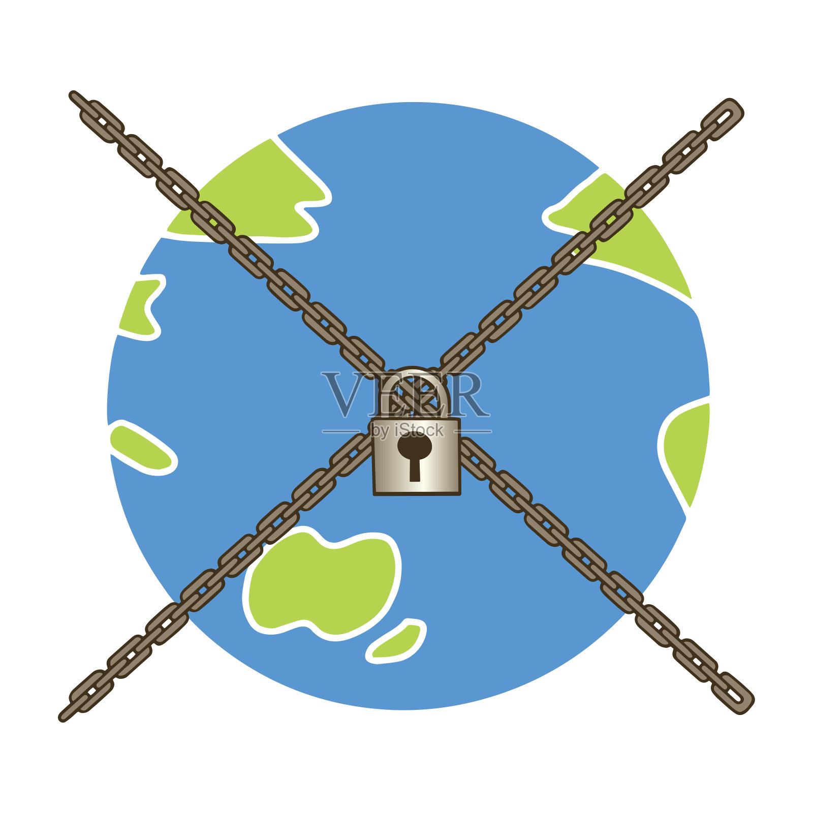 锁定地球的说明。插画图片素材