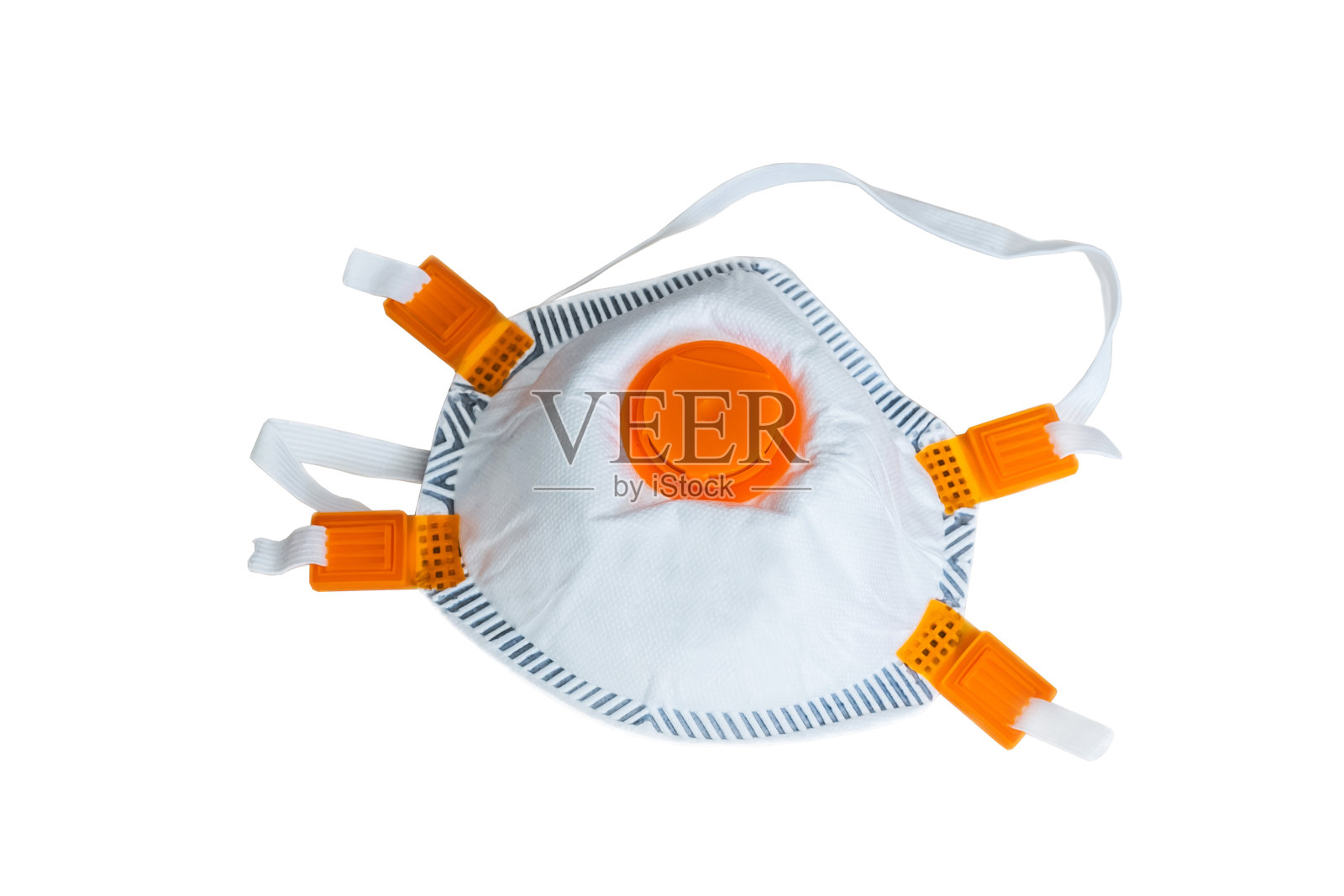 过滤保护工人不受灰尘影响的安全面罩。孤立在白色背景上。照片摄影图片