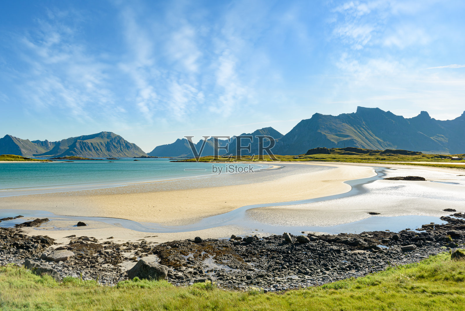 莫斯科øya海滩全景。罗浮岛。照片摄影图片