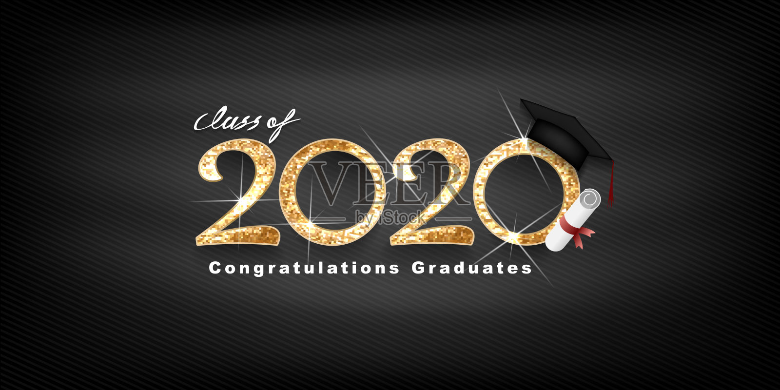 2020级矢量文字为毕业金设计，祝贺事件，t恤，派对，高中或大学毕业生。问候、请帖的文字插画图片素材