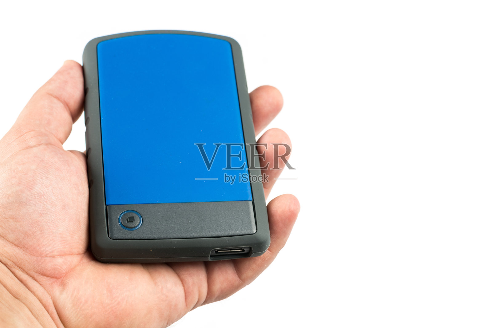 外接usb硬盘硬盘与usb电缆隔离在白色背景照片摄影图片