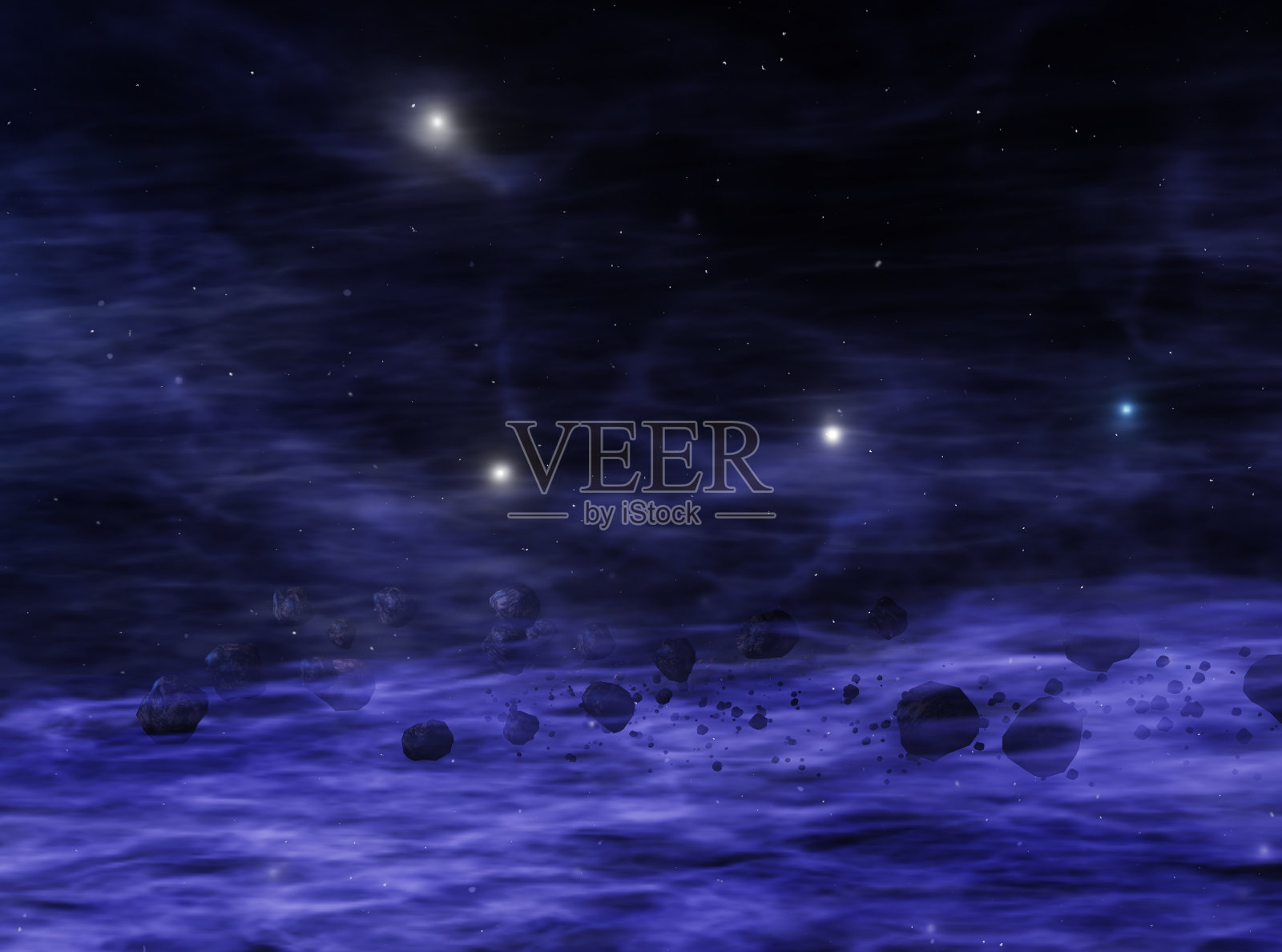 太空星云中的小行星或陨石。深空图像，科幻幻想照片摄影图片