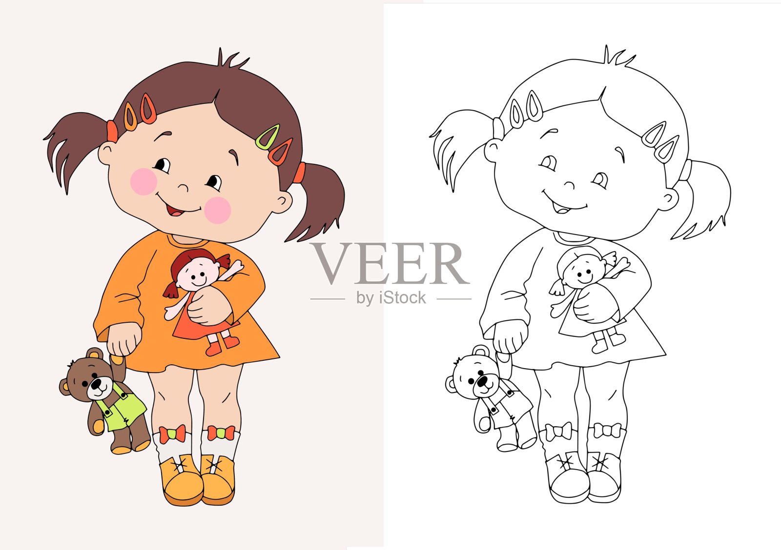 可爱的孩子和玩具设计元素图片