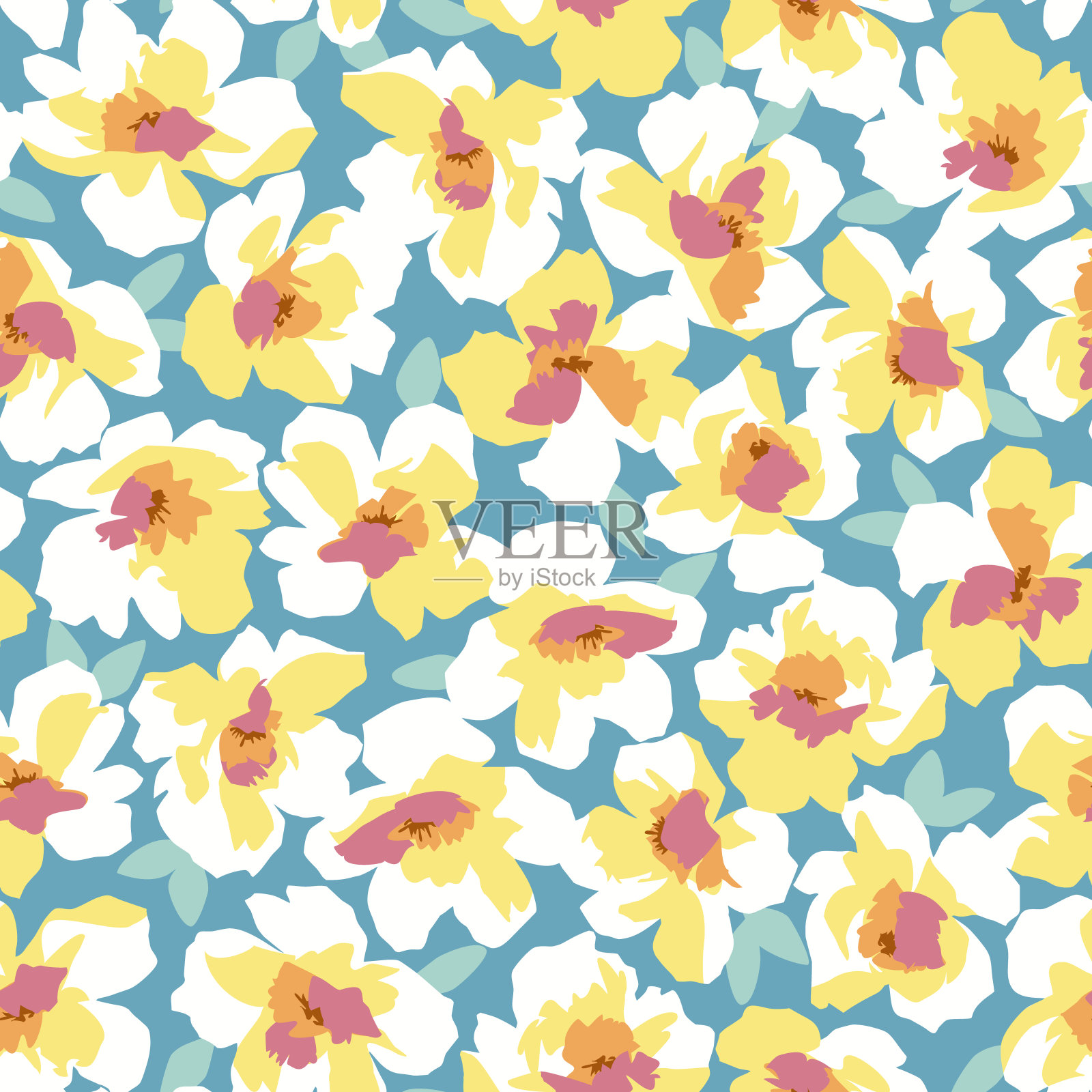 抽象花卉无缝图案素材插画图片素材