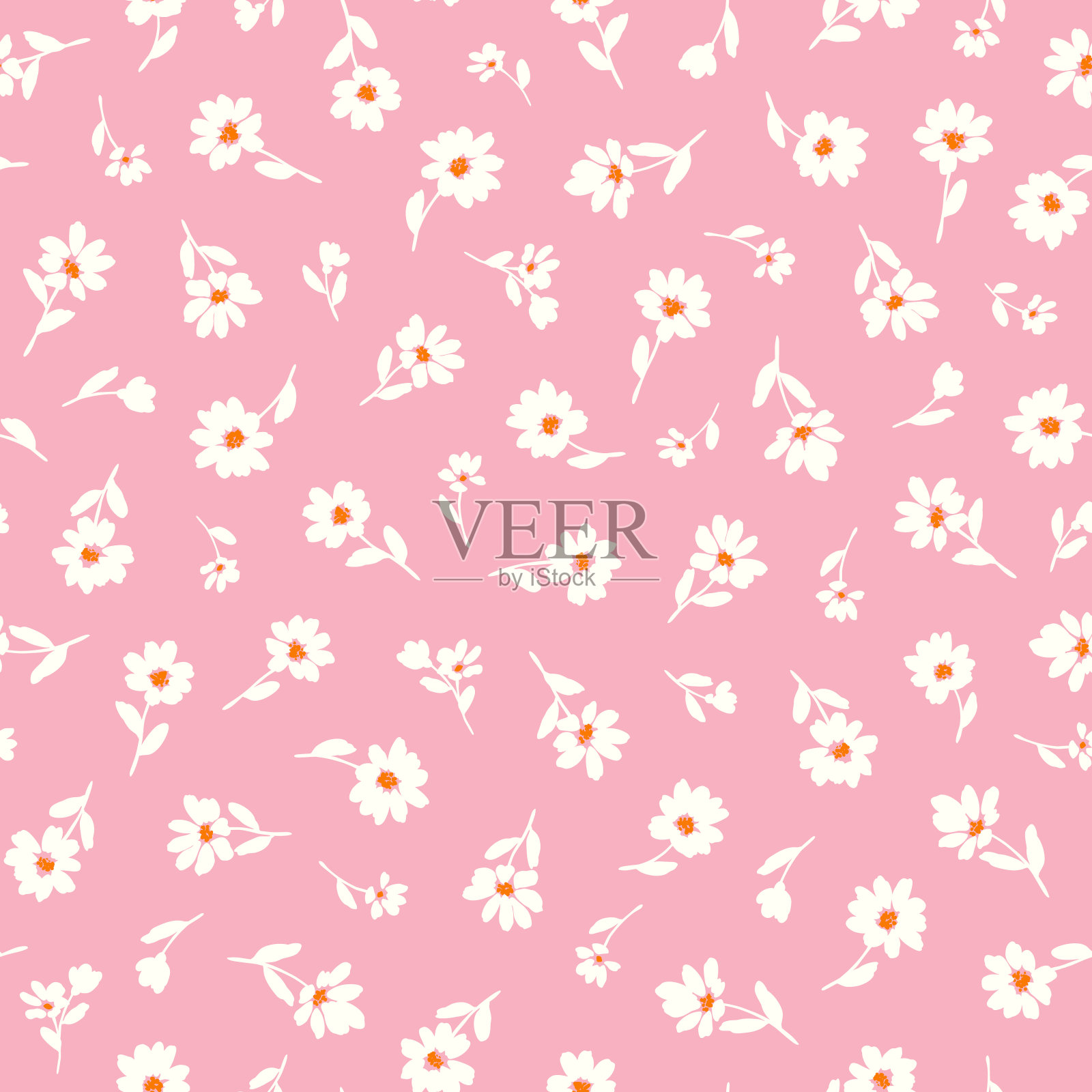 无缝矢量图案的美丽花朵，插画图片素材