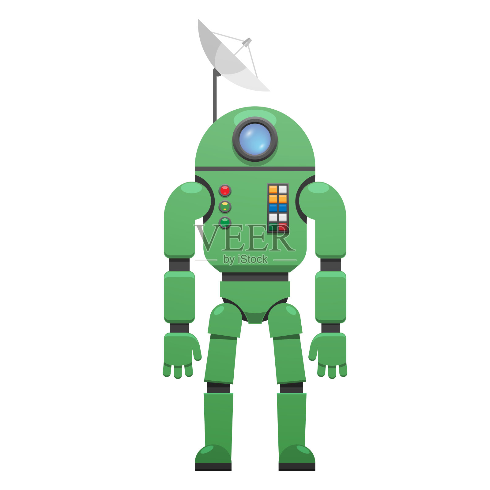 带有头部隔离接收器的现代宇航服插画图片素材