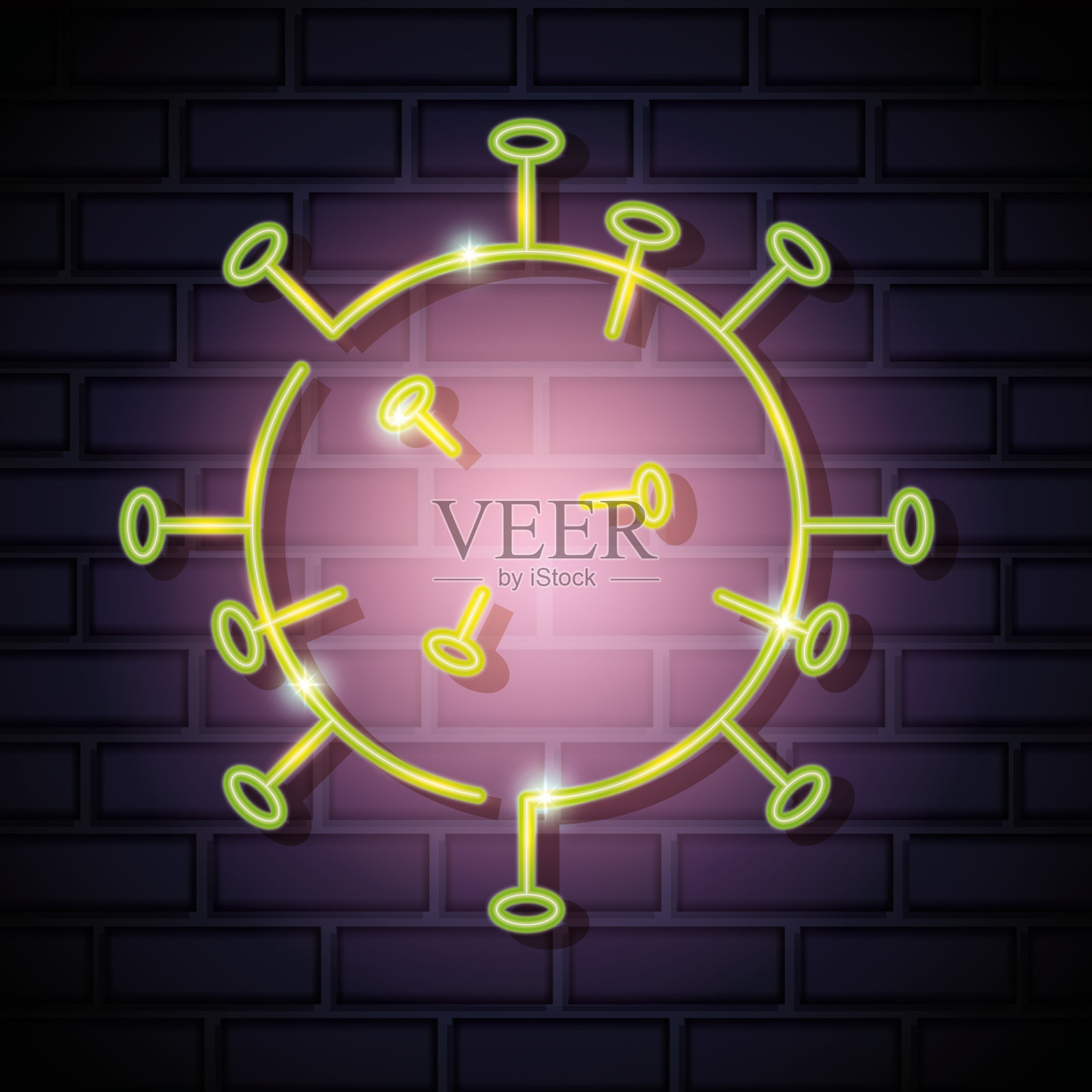 霓虹灯粒子2019 ncov插画图片素材