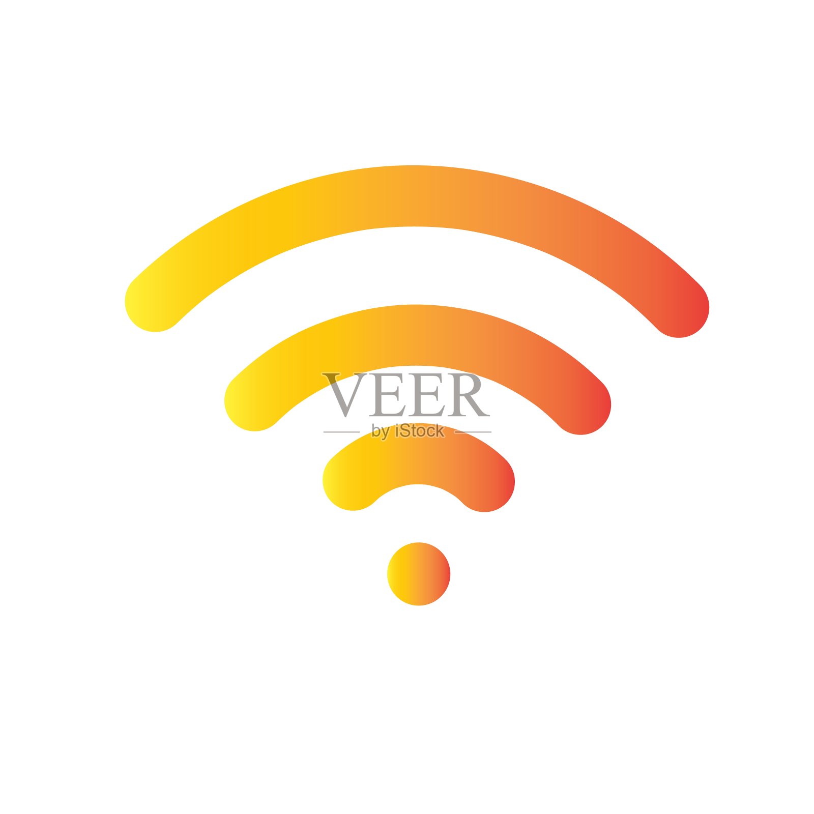 橙色wifi图标矢量，无线互联网标志隔离在白色背景，平面风格的图形和网页设计或模板或图案。插画图片素材