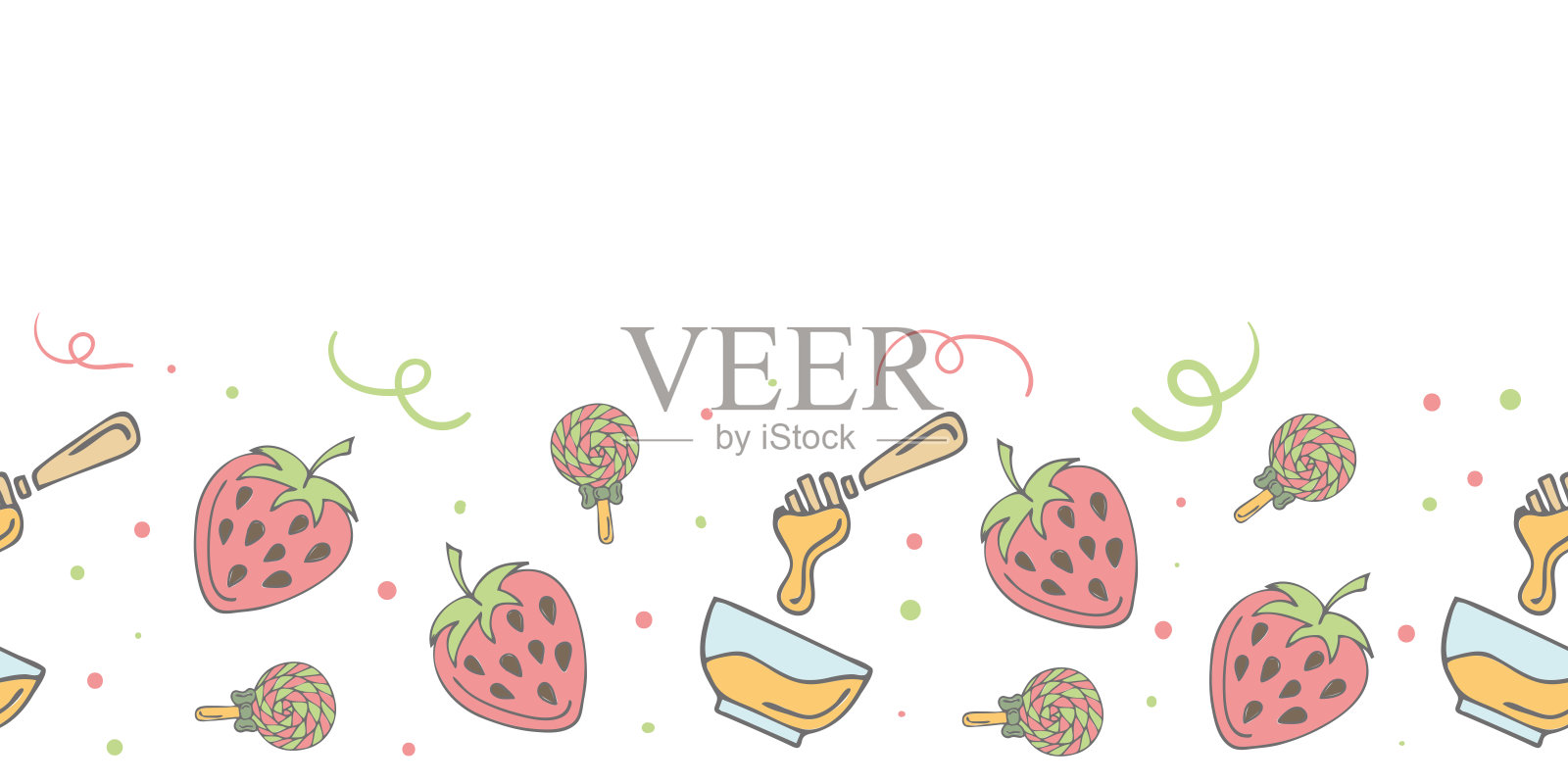 无缝横幅涂鸦元素。插画图片素材