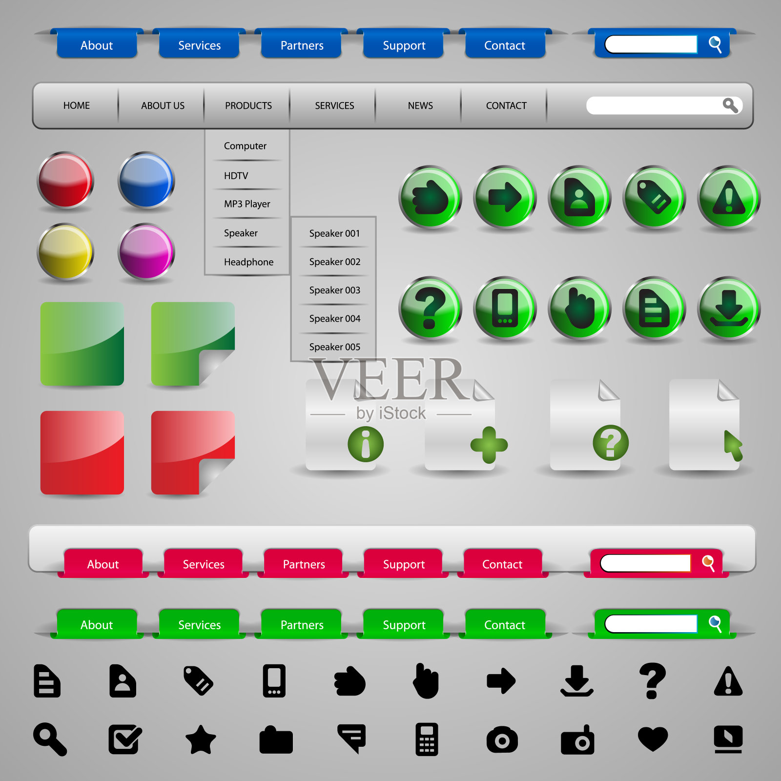 网站设计元素的集合插画图片素材