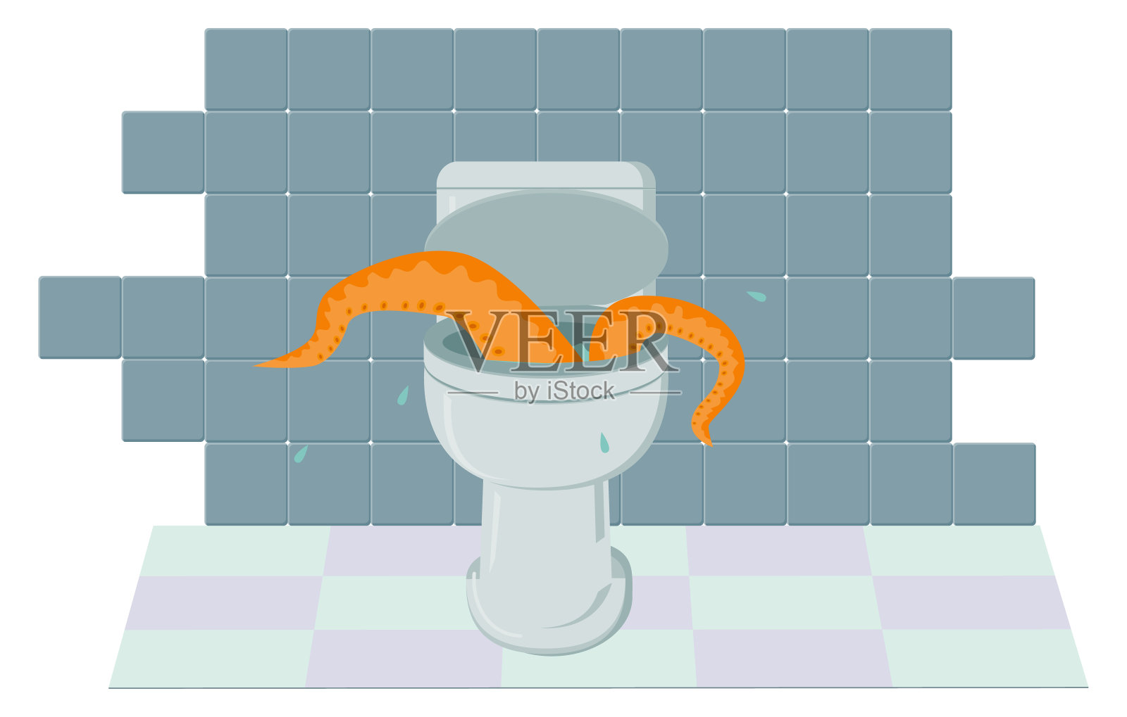 怪物从马桶里出来矢量插画图片素材