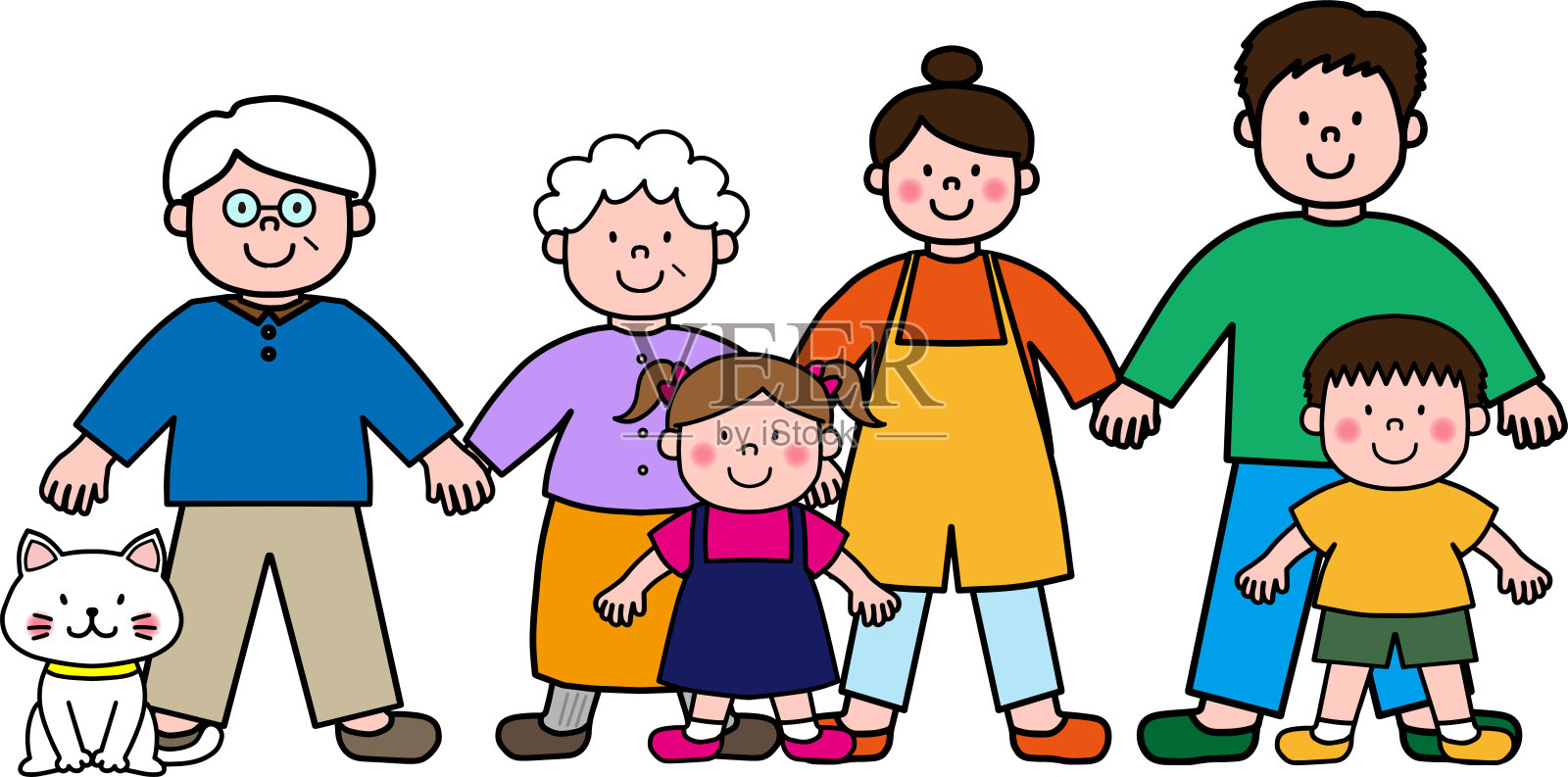 三代同堂，养猫设计元素图片