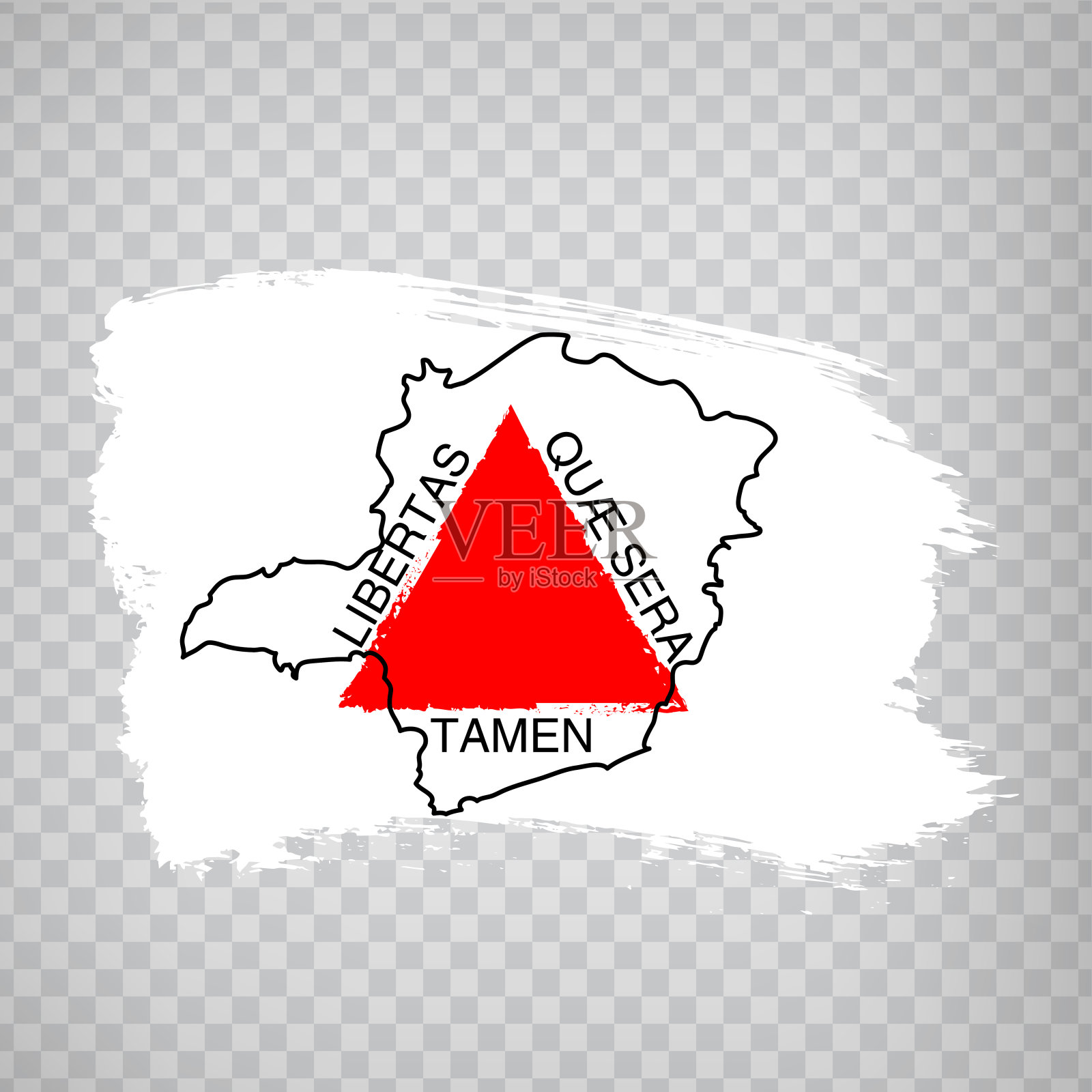 米纳斯吉拉斯州的旗帜从笔触。米纳斯吉拉斯州的空白地图。巴西联邦共和国。高质量的米纳斯吉拉斯州地图和旗帜在透明的背景。股票向量。EPS10。插画图片素材