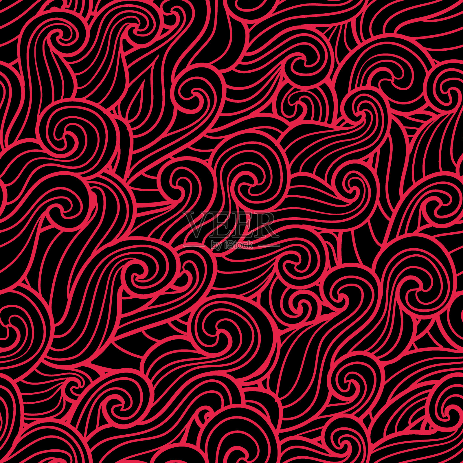 无缝的抽象模式。波和螺旋。矢量插图。海上的波涛。海洋。插画图片素材