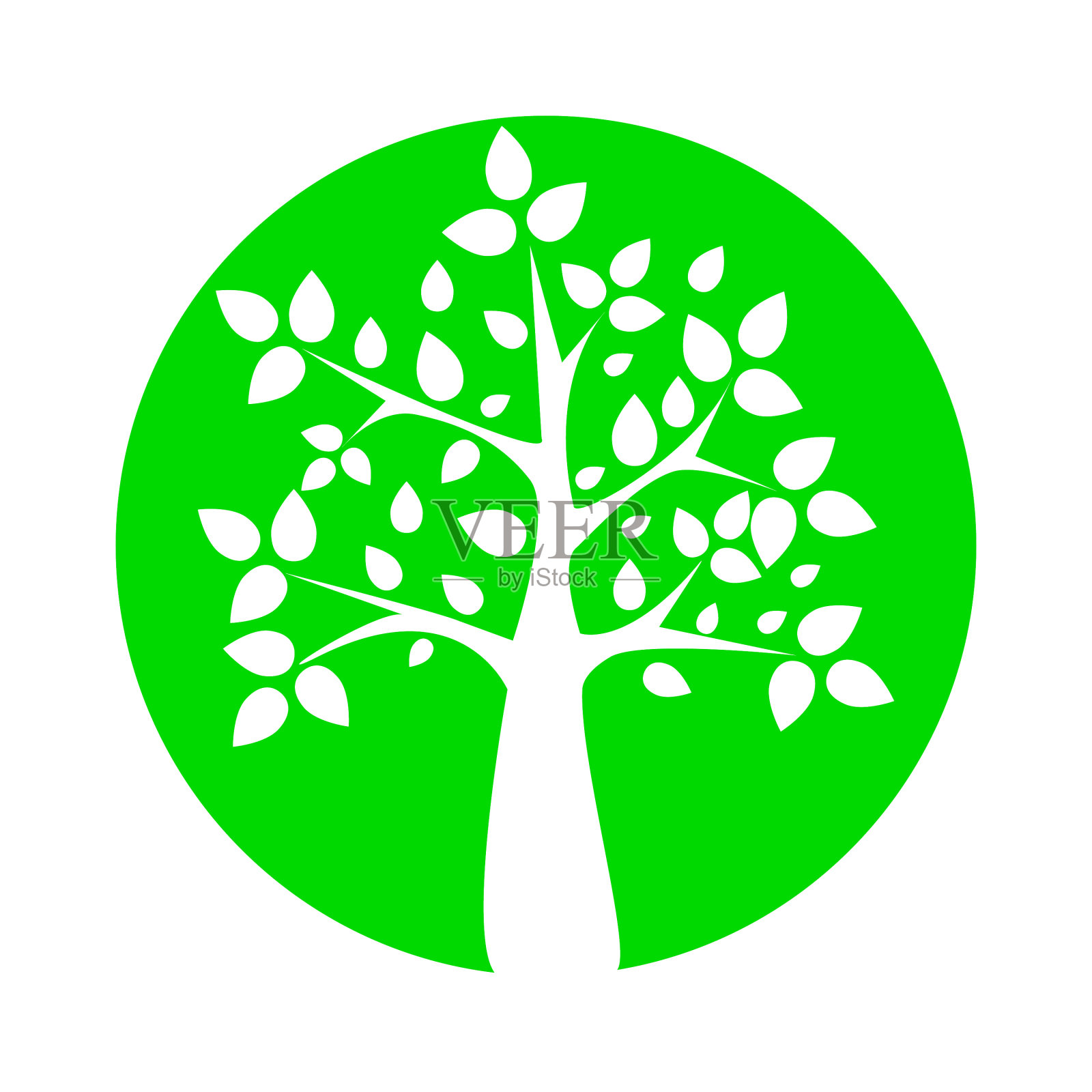 白色的剪影的树与树叶插画图片素材