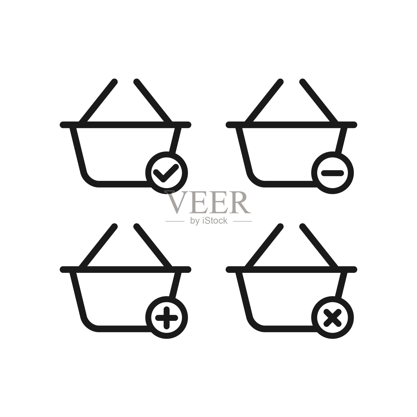 购物篮图标在时尚的平面风格矢量标志模板图标素材