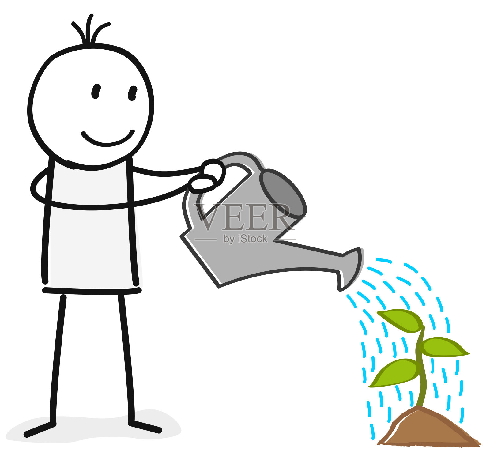 人与小植物和喷壶设计元素图片