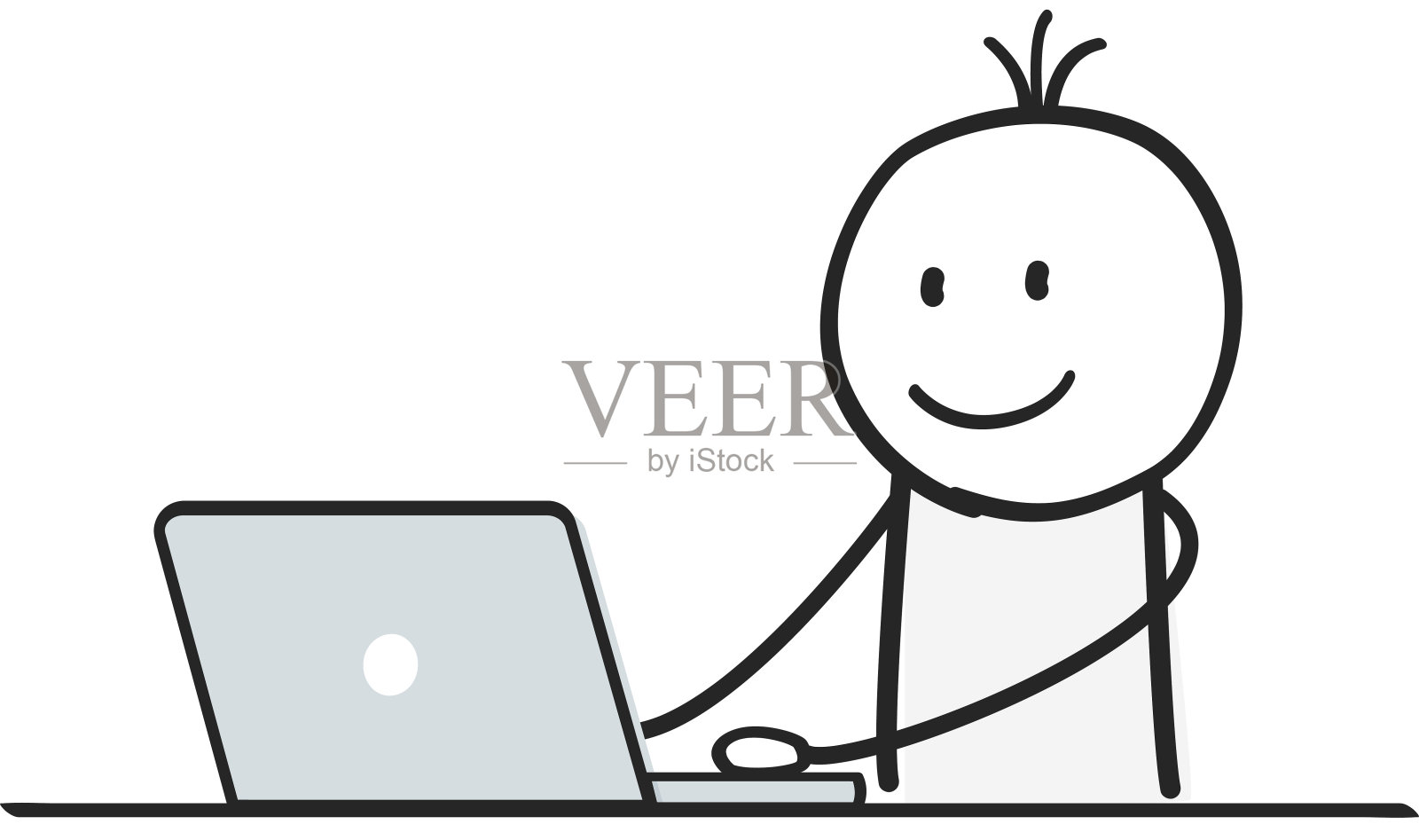 办公室里有笔记本电脑的人插画图片素材