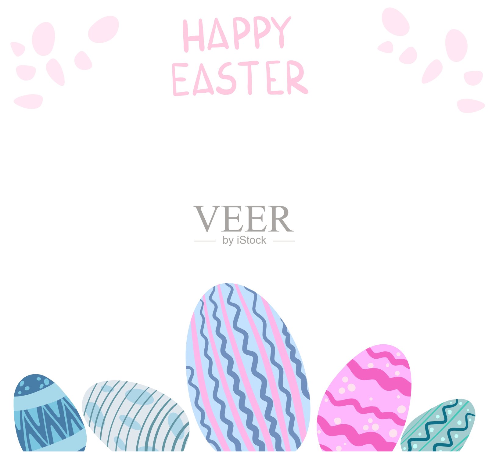 快乐的复活节彩蛋插画图片素材