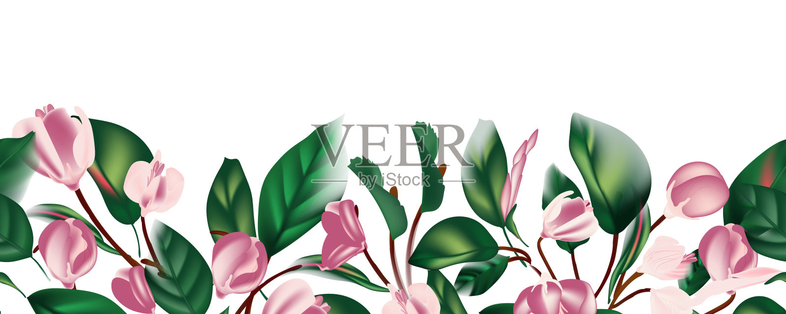 花香异国情调，热带绿叶波西米亚婚礼邀请设计。乡村植物框架与夏季宏花元素和叶子，水彩艺术矢量。古董自然框架插画图片素材