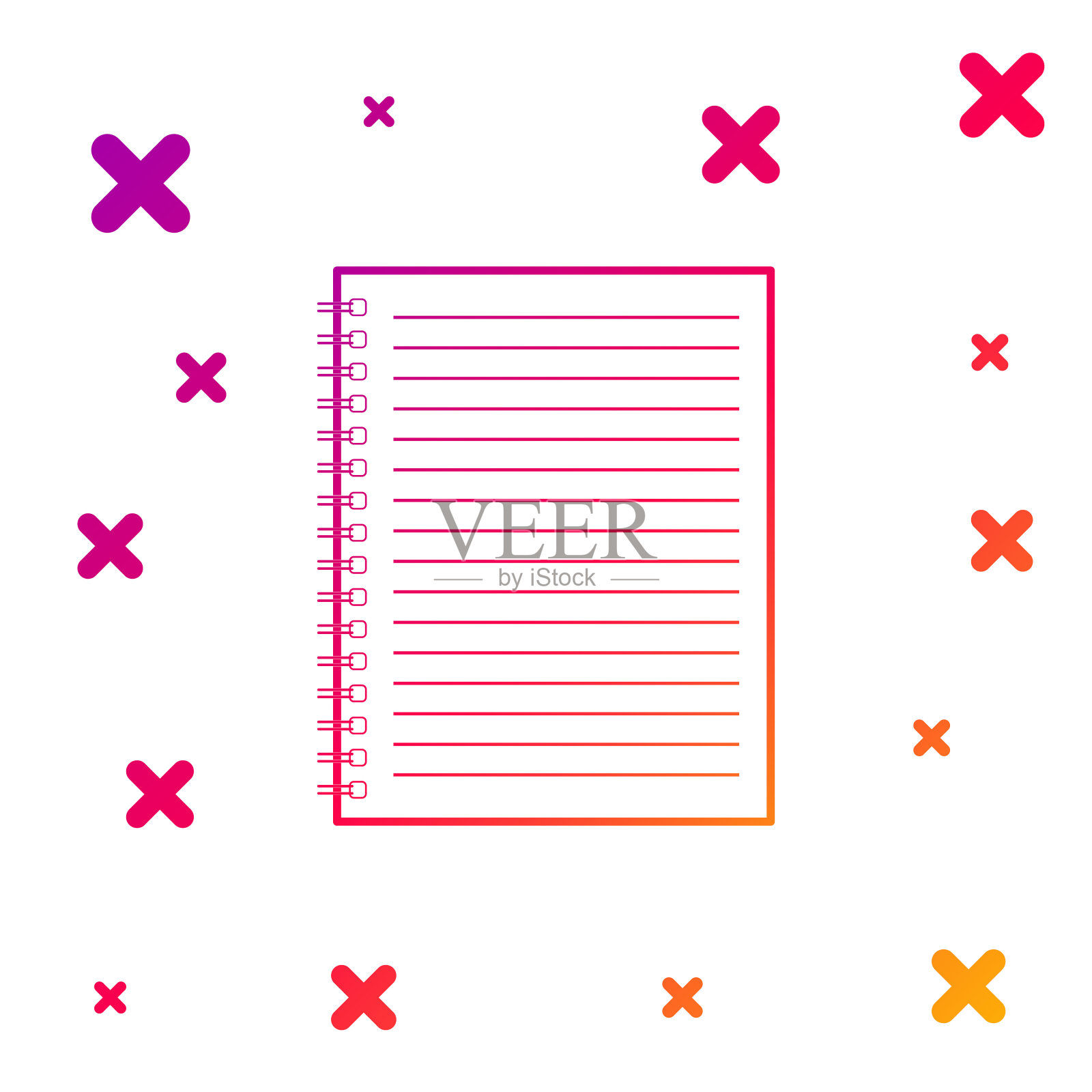 彩色笔记本图标孤立在白色背景。螺旋记事本图标。学校的笔记本。书写纸。对商业的日记。笔记本的封面设计。办公文具用品。矢量图插画图片素材