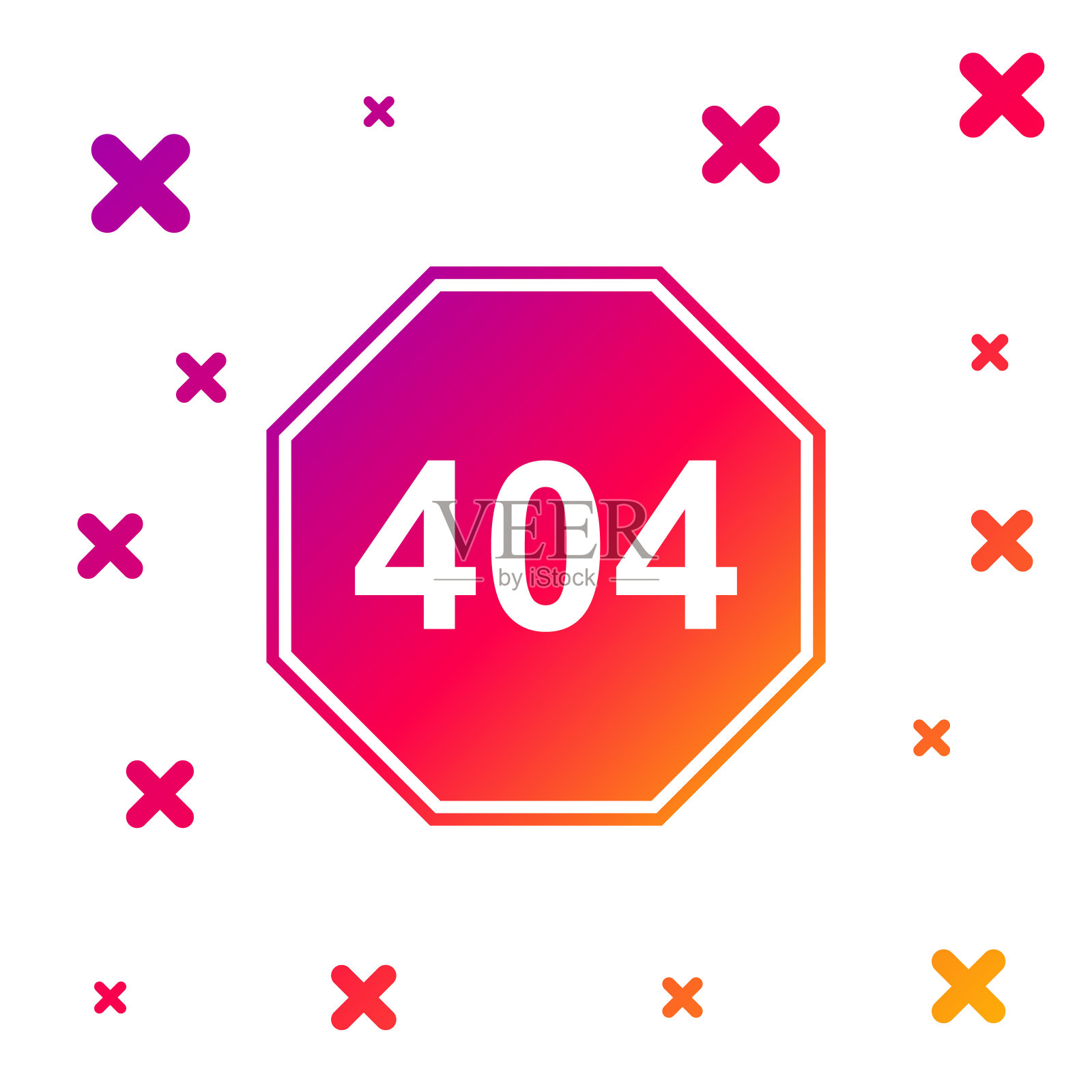 带有404错误图标的彩色页面，隔离在白色背景上。模板报告该页面未找到。梯度随机动态形状。矢量图插画图片素材