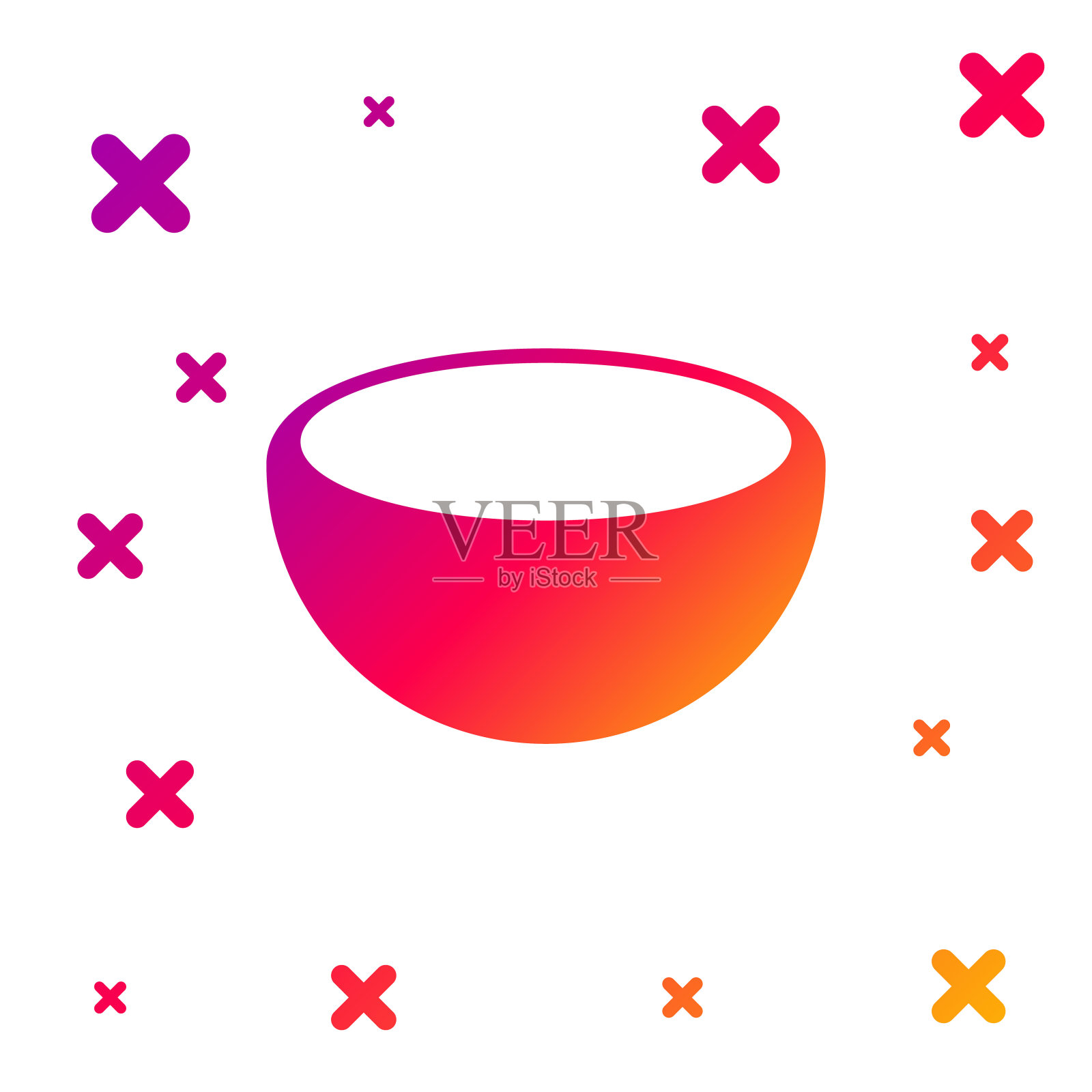 彩色碗图标孤立在白色背景。梯度随机动态形状。矢量图插画图片素材