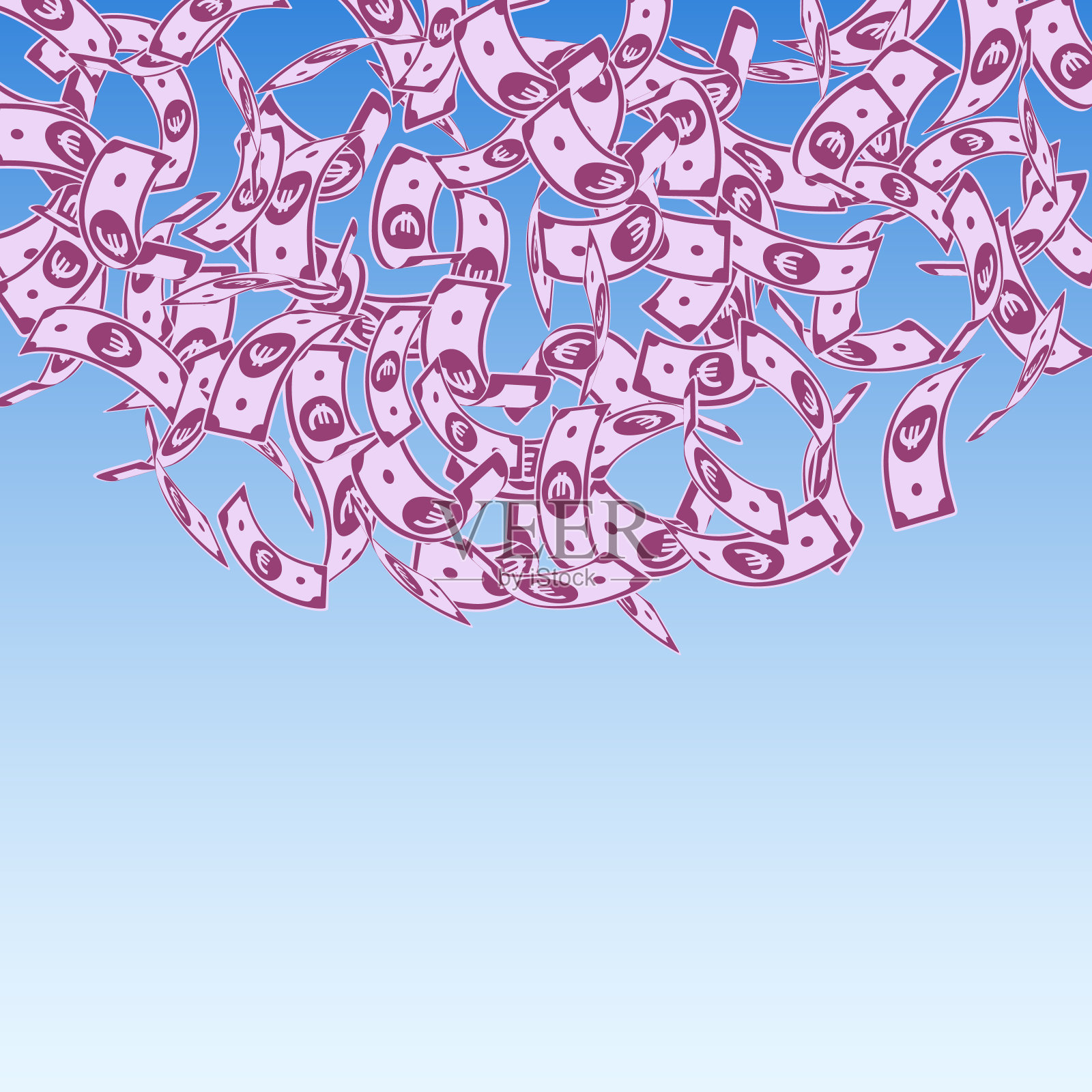 欧盟欧元票据下跌。浮动bi欧元插画图片素材