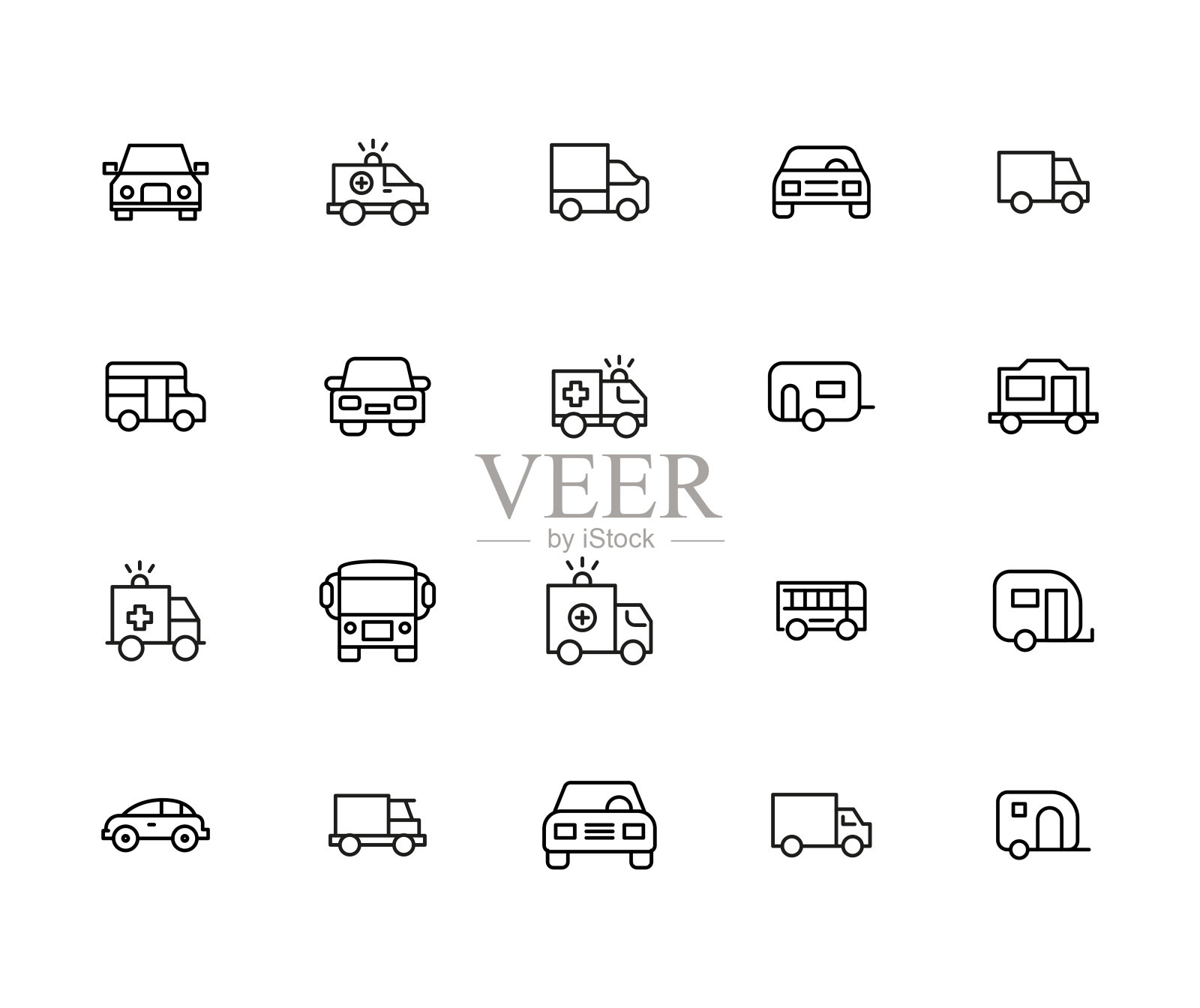 汽车线图标集。图标素材