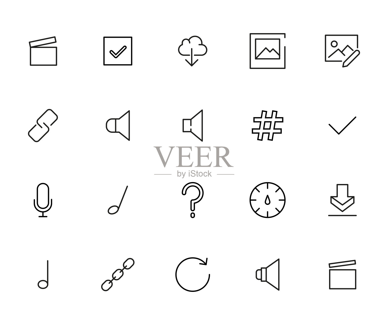 描边线图标集杂项。图标素材