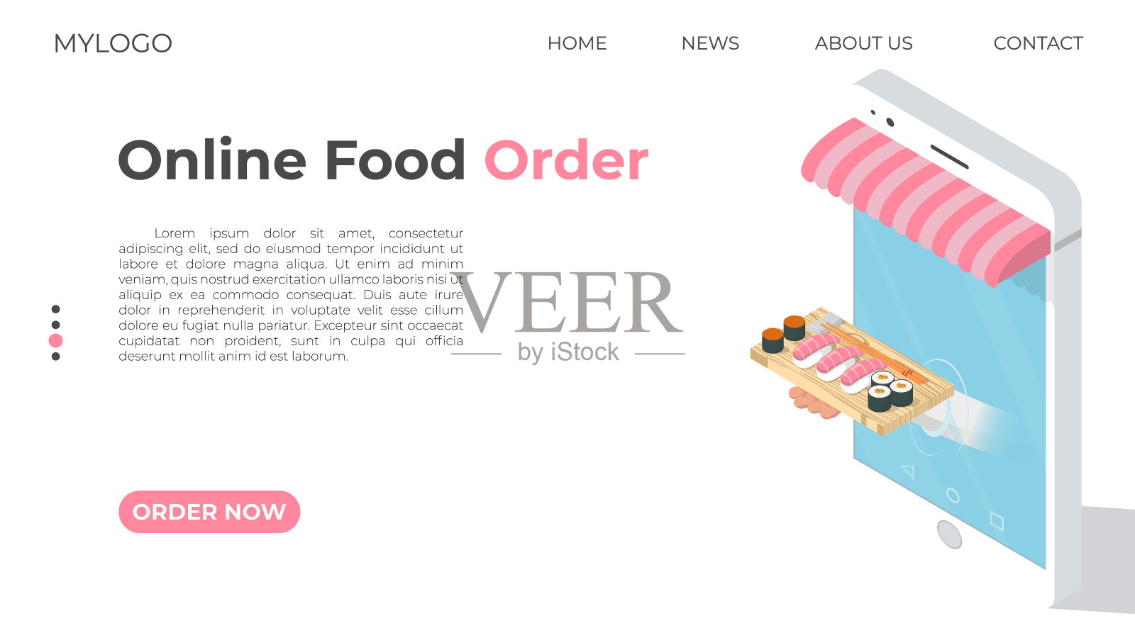 登陆页面的主题是在家点餐插画图片素材