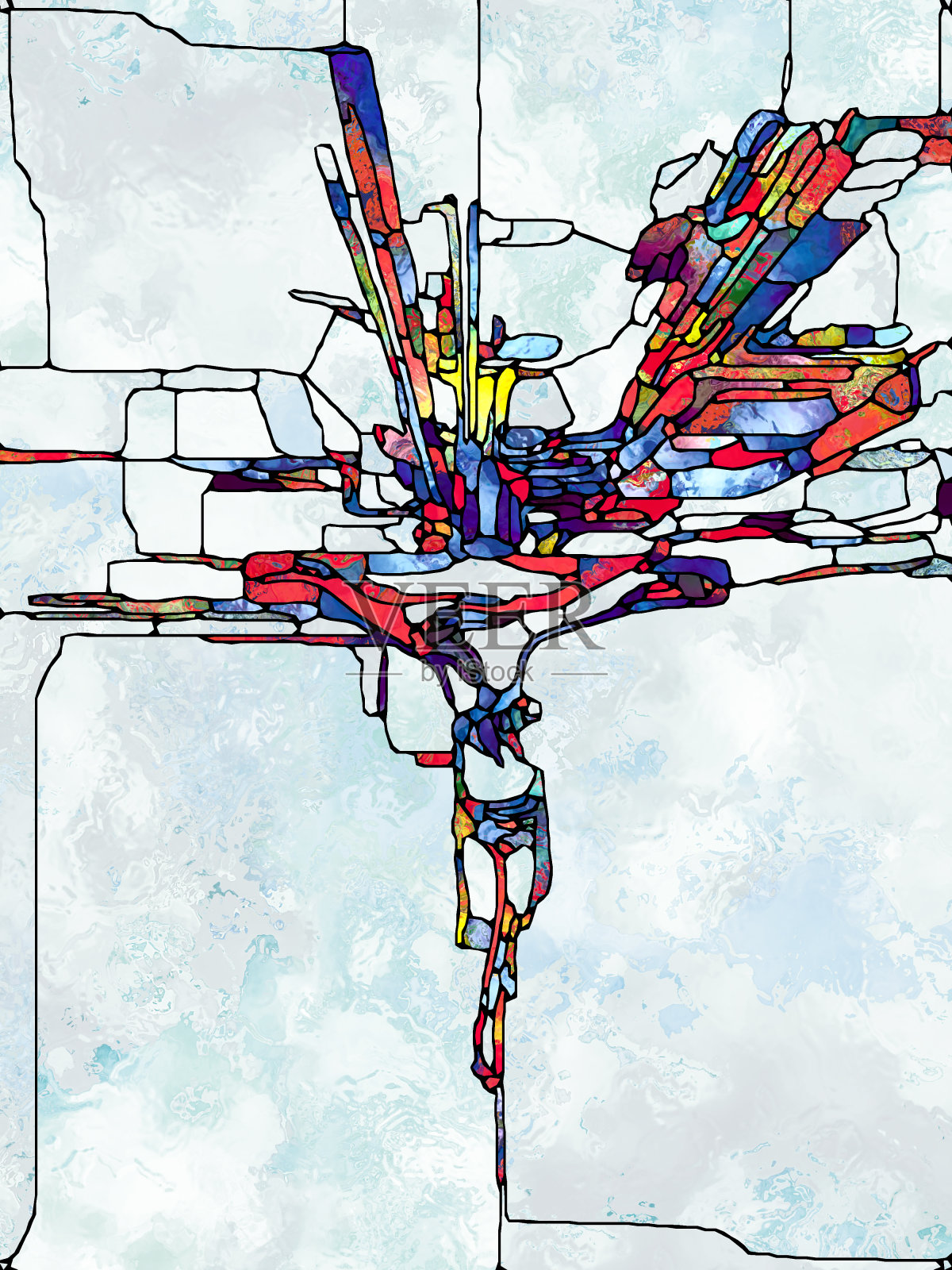 彩色玻璃之北插画图片素材