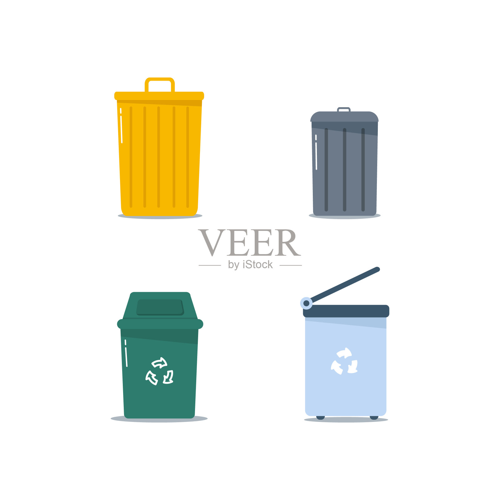 颜色的垃圾桶。设计元素图片