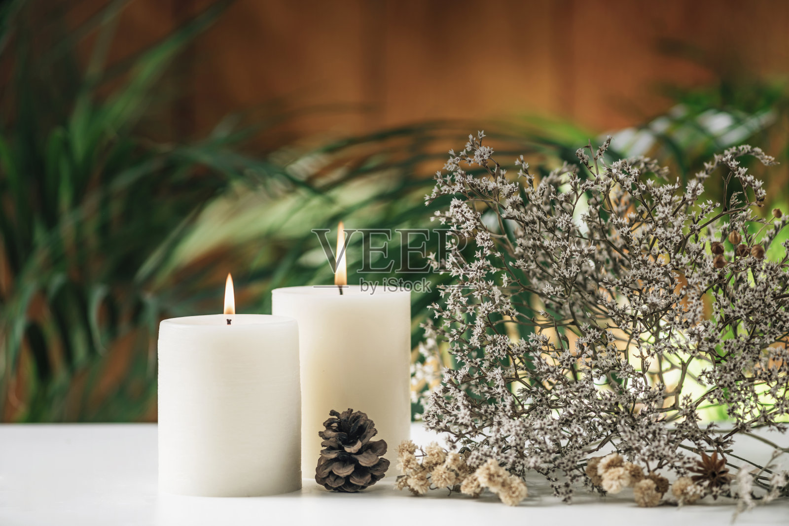 香草白蜡烛照片摄影图片