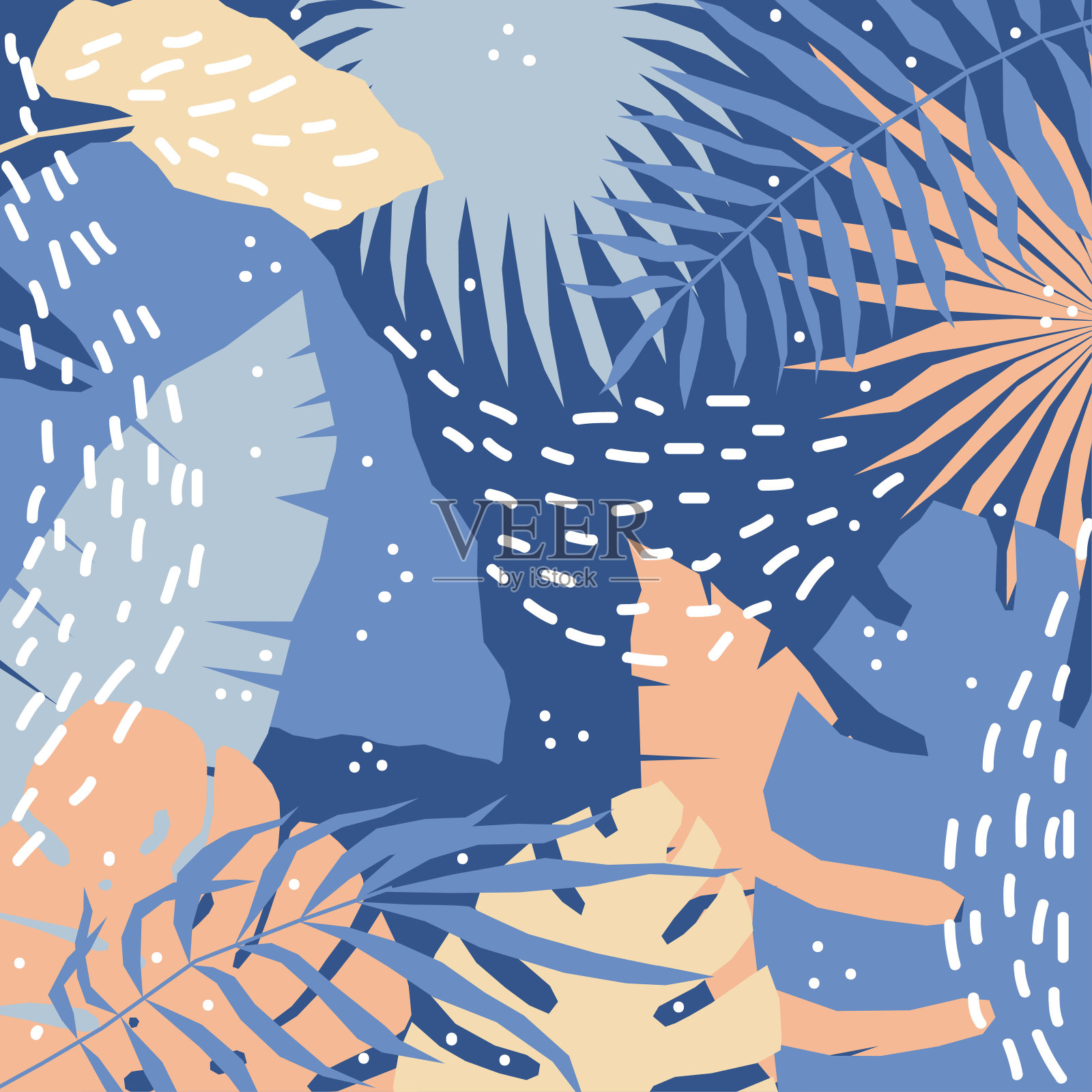 摘要热带植物背景。插画图片素材